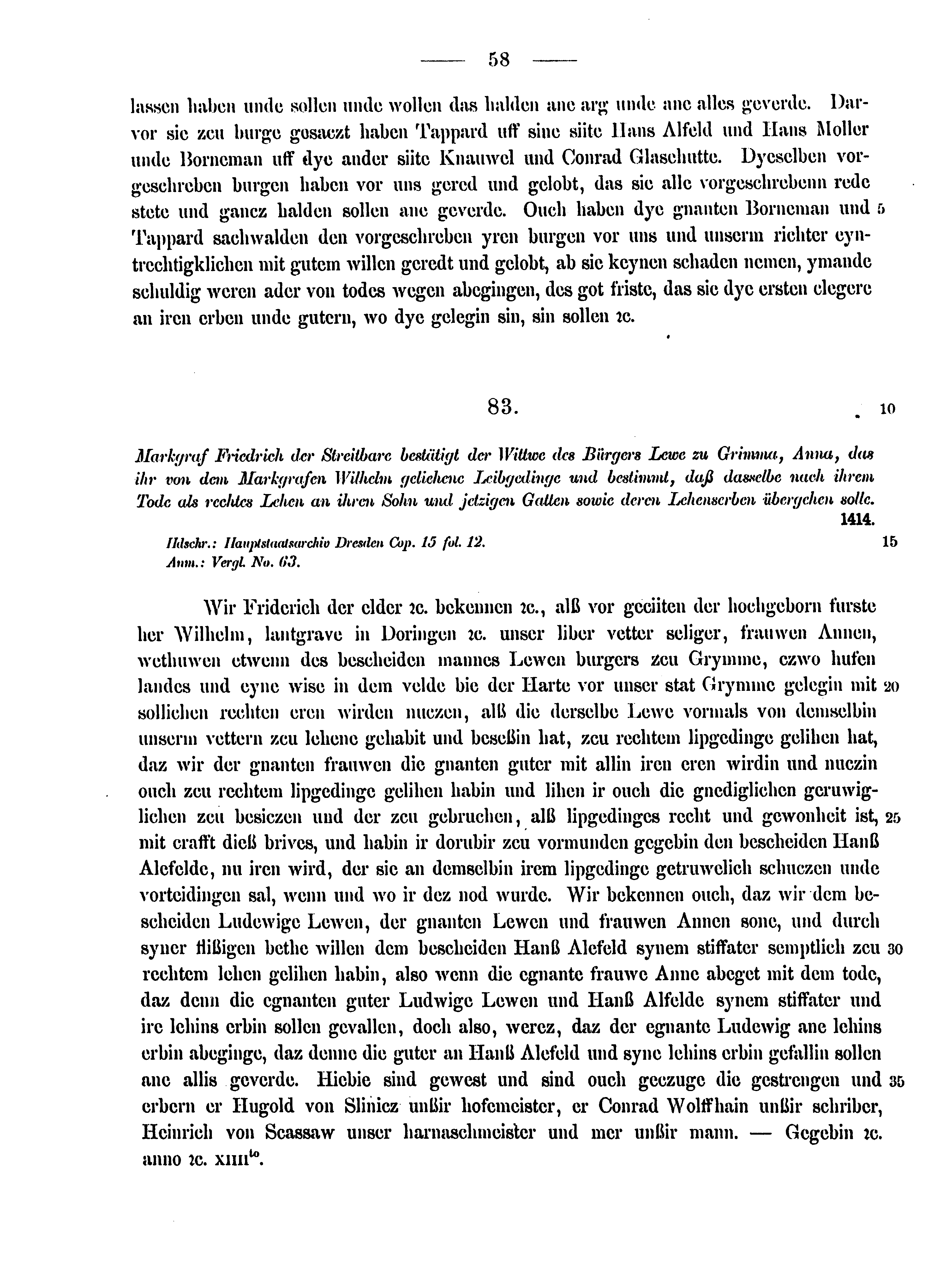 Historische Urkunde Seite 58 aus Band cds2_15