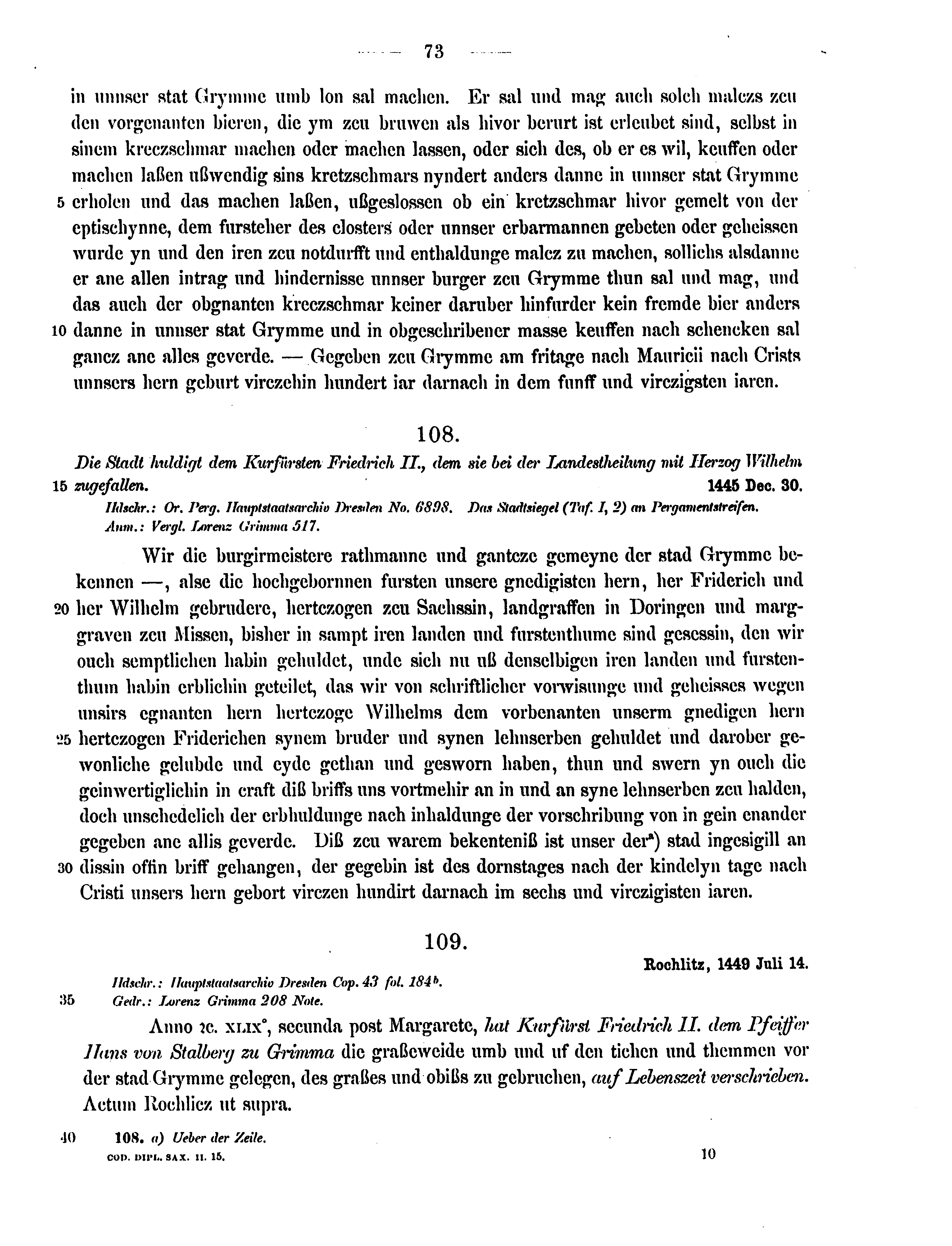 Historische Urkunde Seite 73 aus Band cds2_15