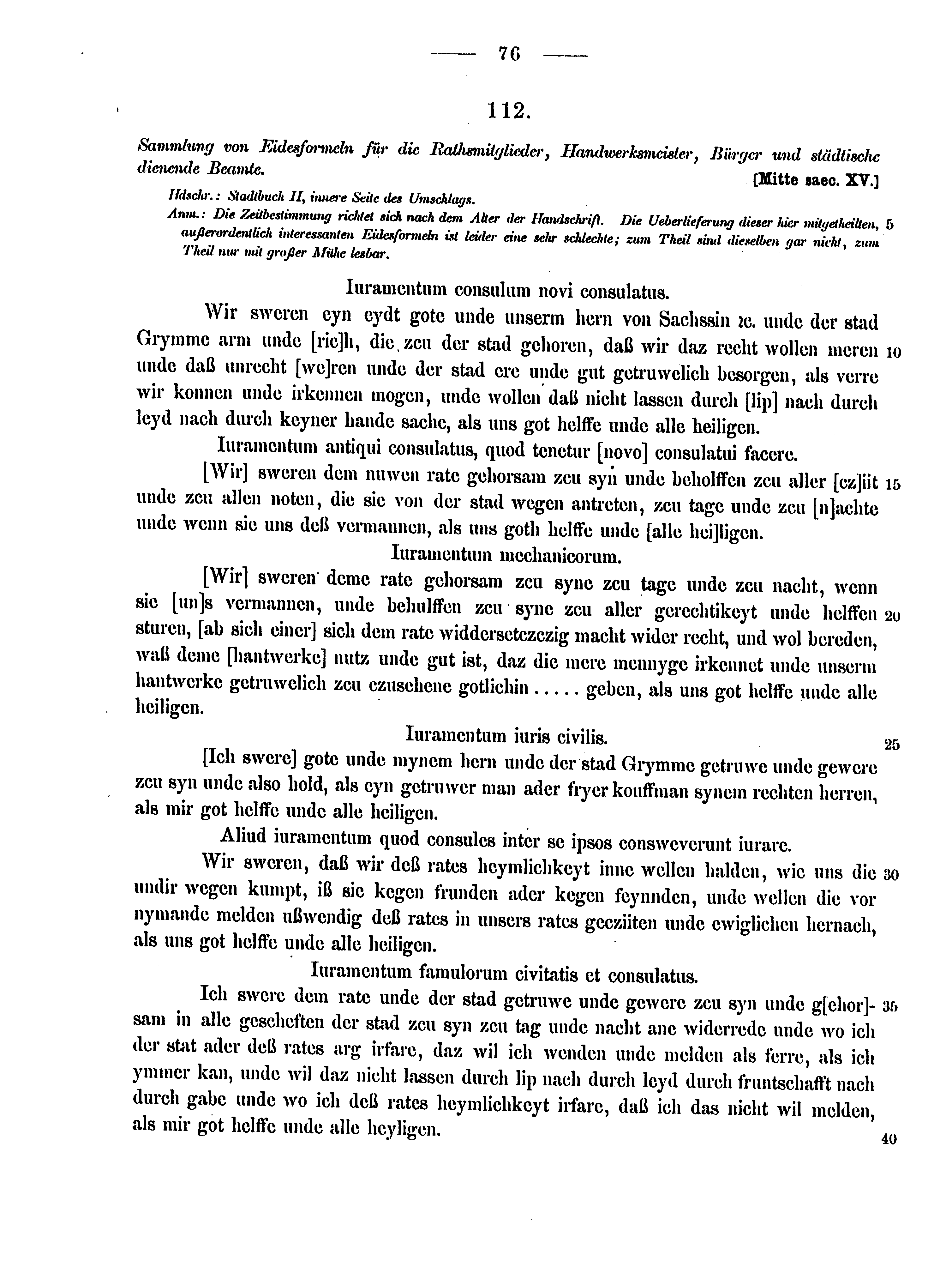 Historische Urkunde Seite 76 aus Band cds2_15