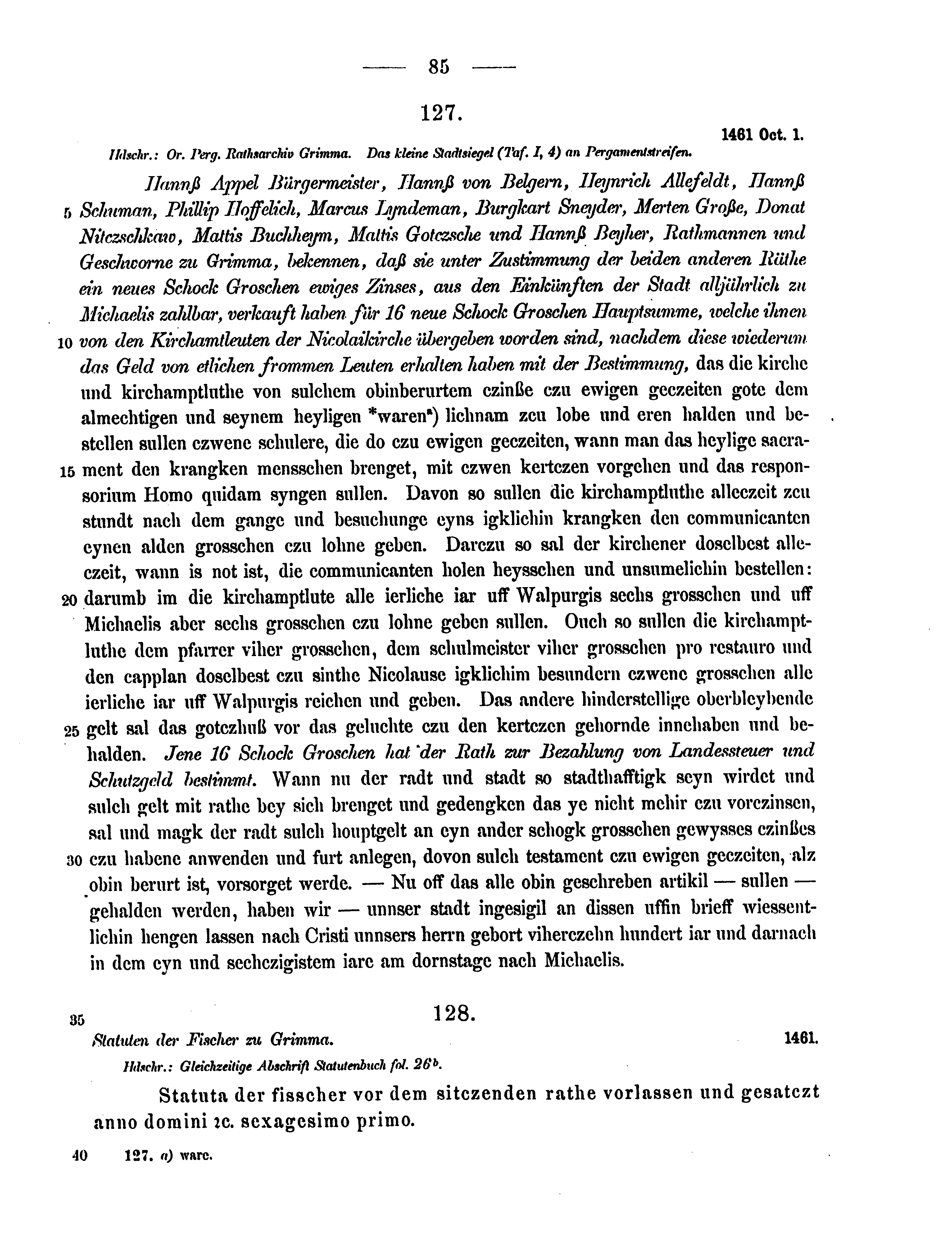 Historische Urkunde Seite 85 aus Band cds2_15