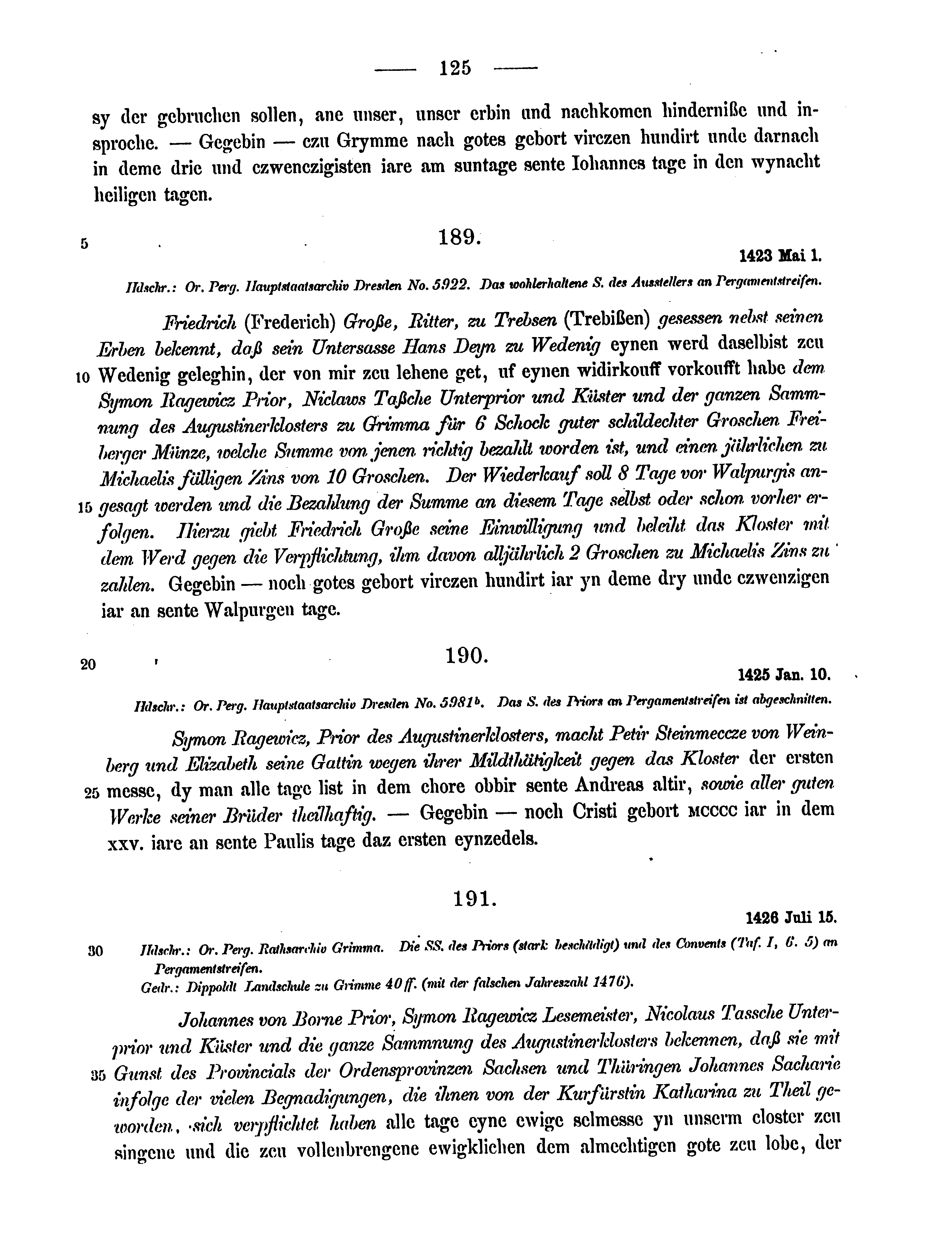 Historische Urkunde Seite 125 aus Band cds2_15
