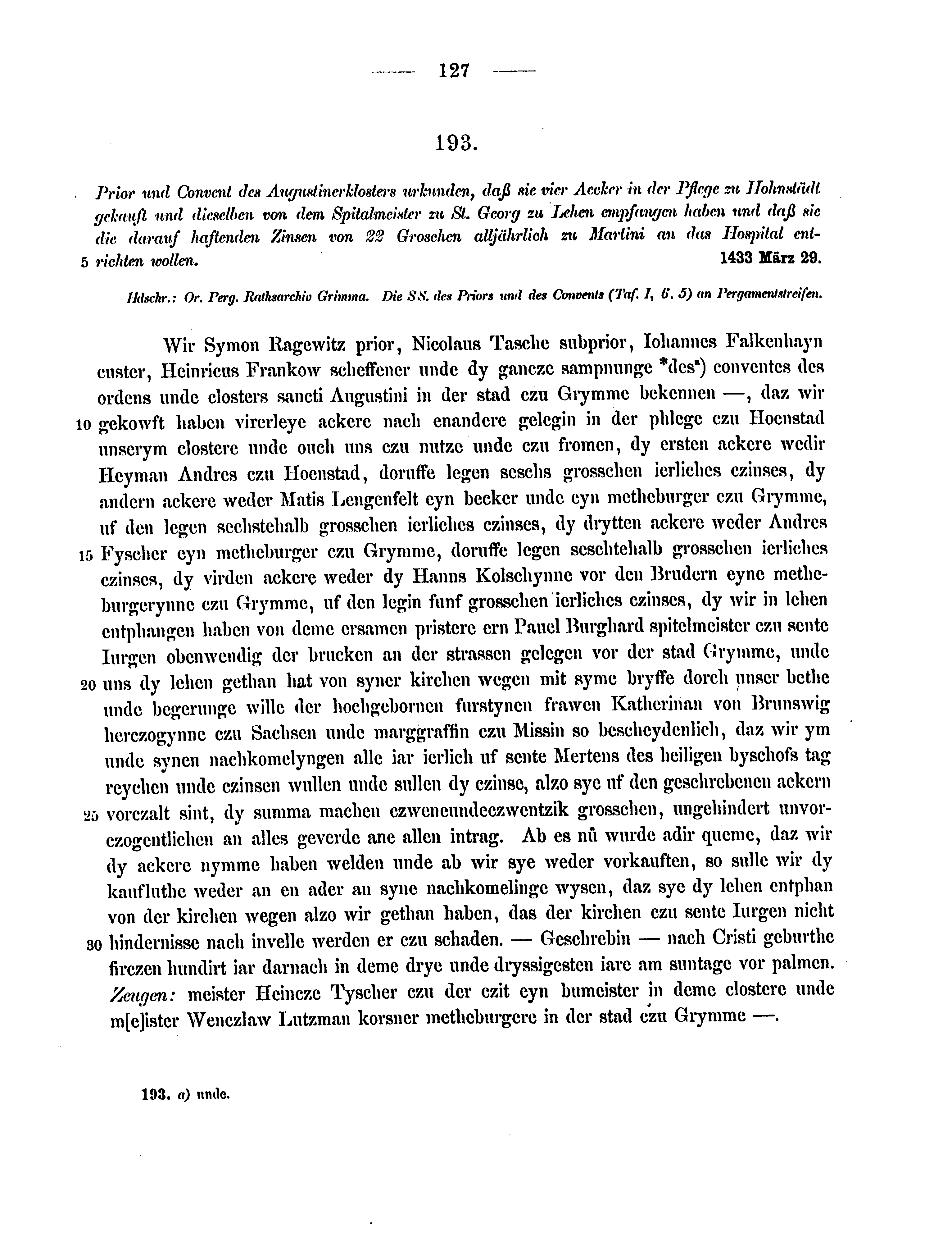 Historische Urkunde Seite 127 aus Band cds2_15