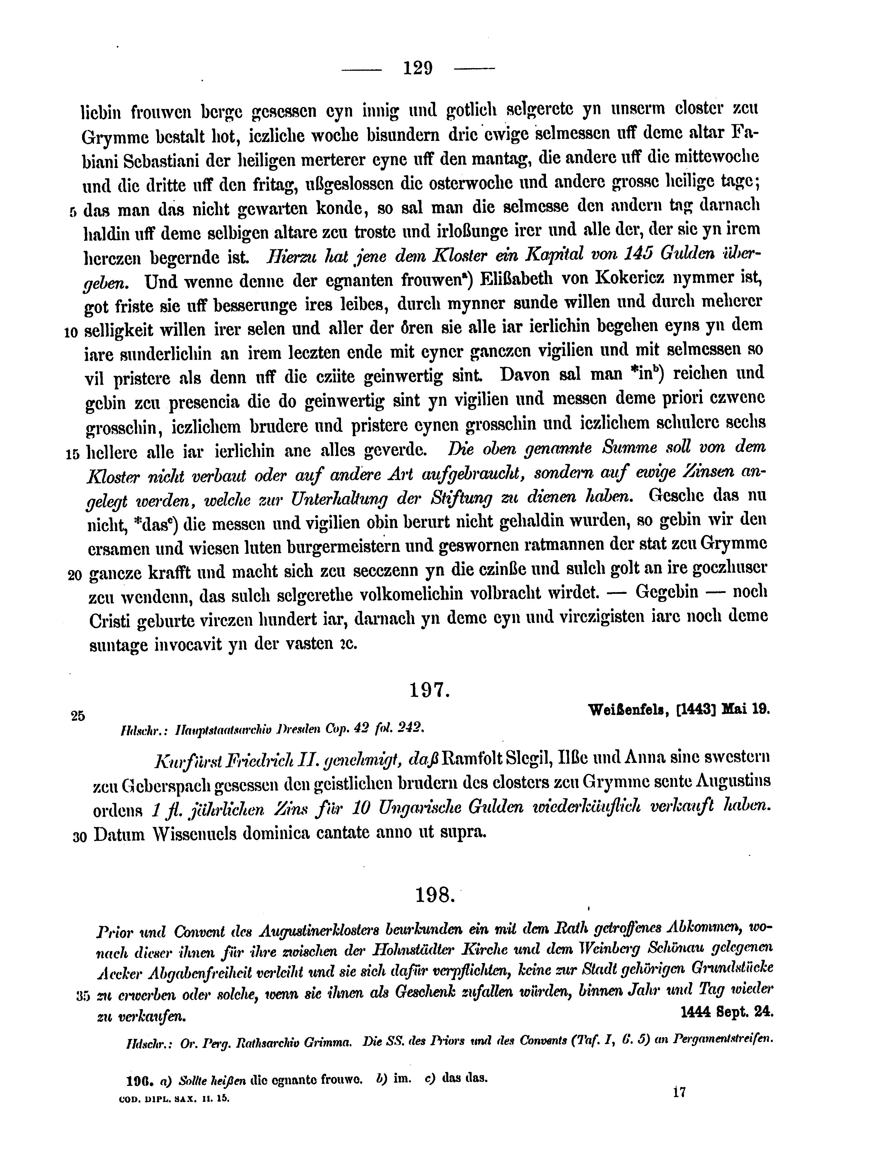 Historische Urkunde Seite 129 aus Band cds2_15