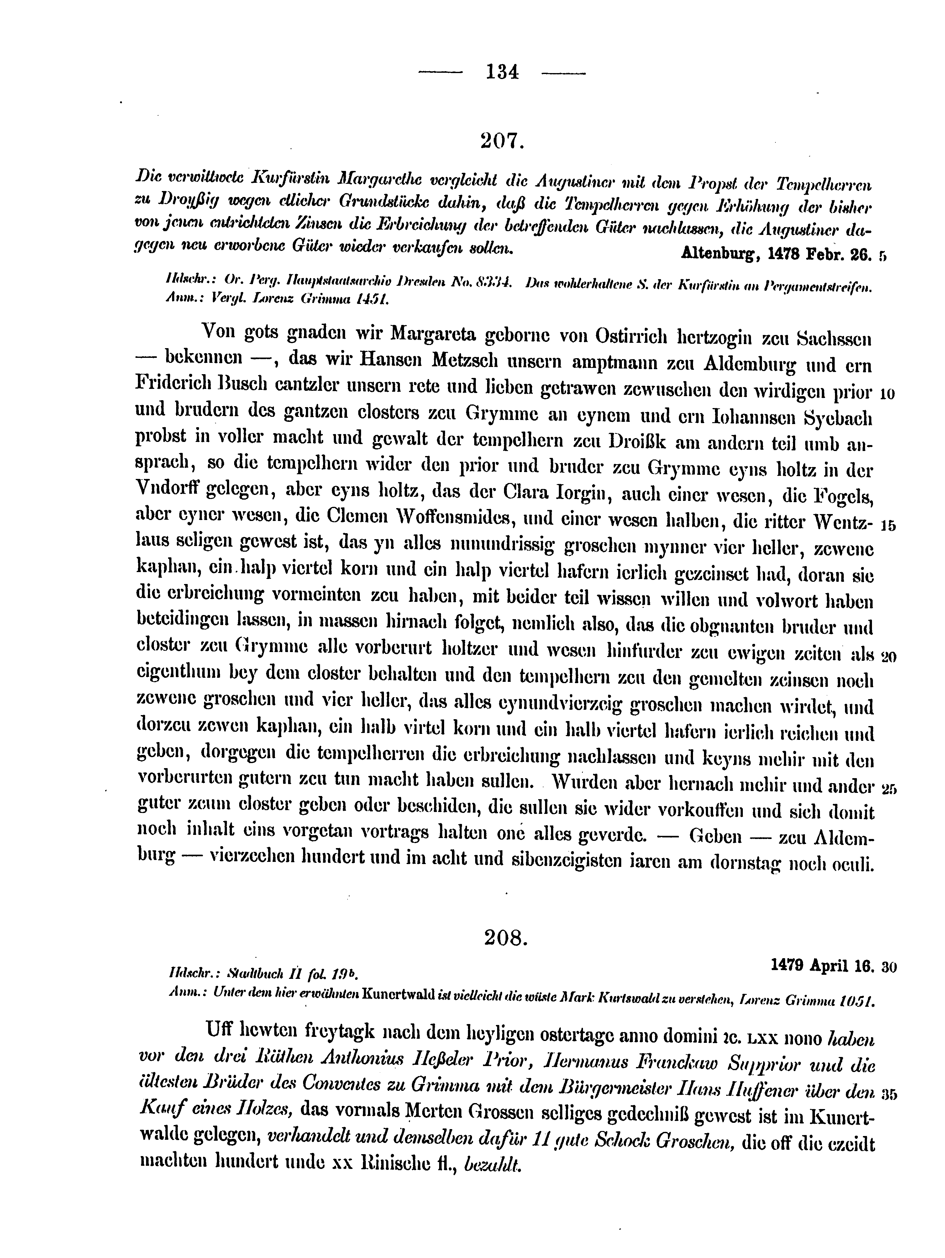 Historische Urkunde Seite 134 aus Band cds2_15