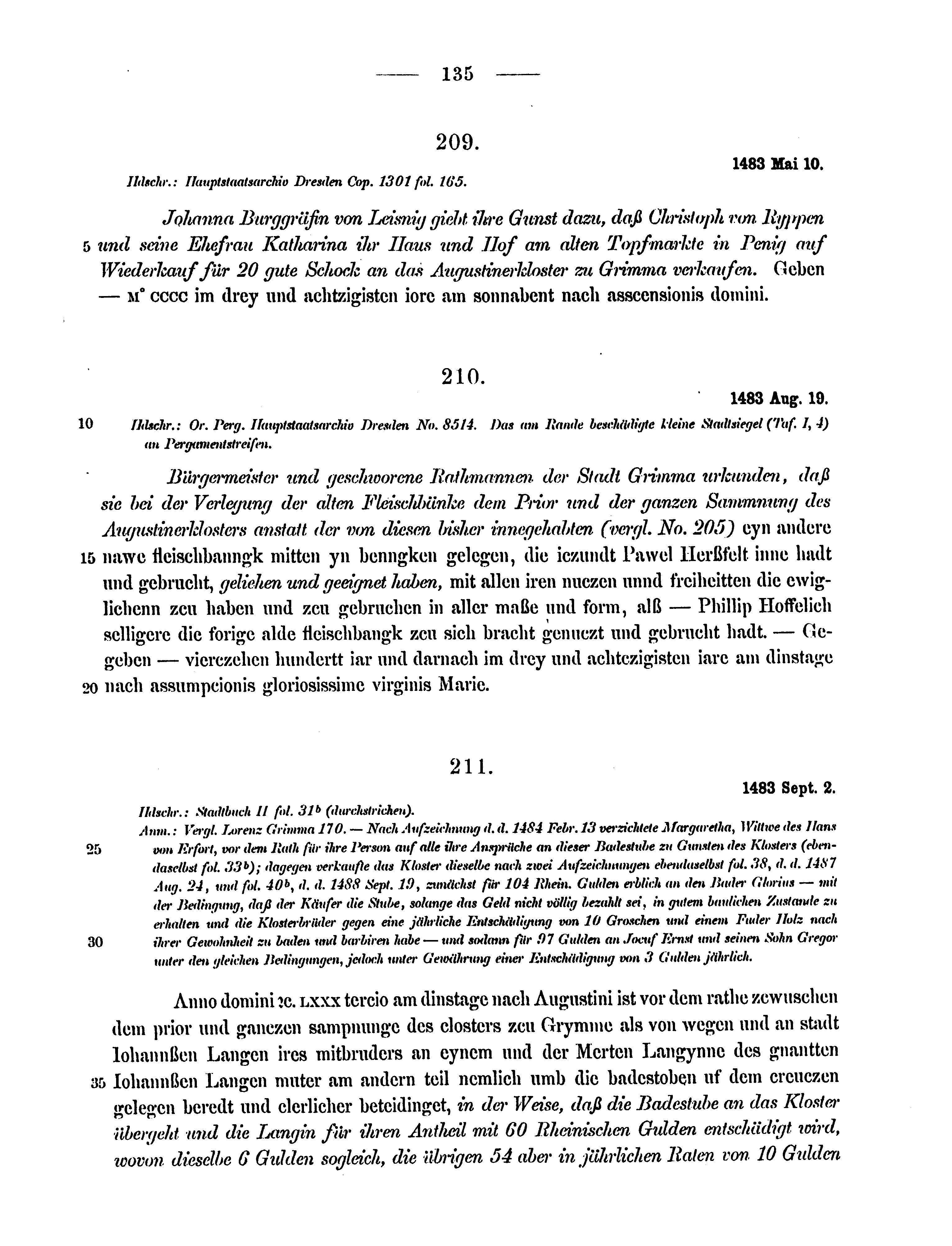 Historische Urkunde Seite 135 aus Band cds2_15