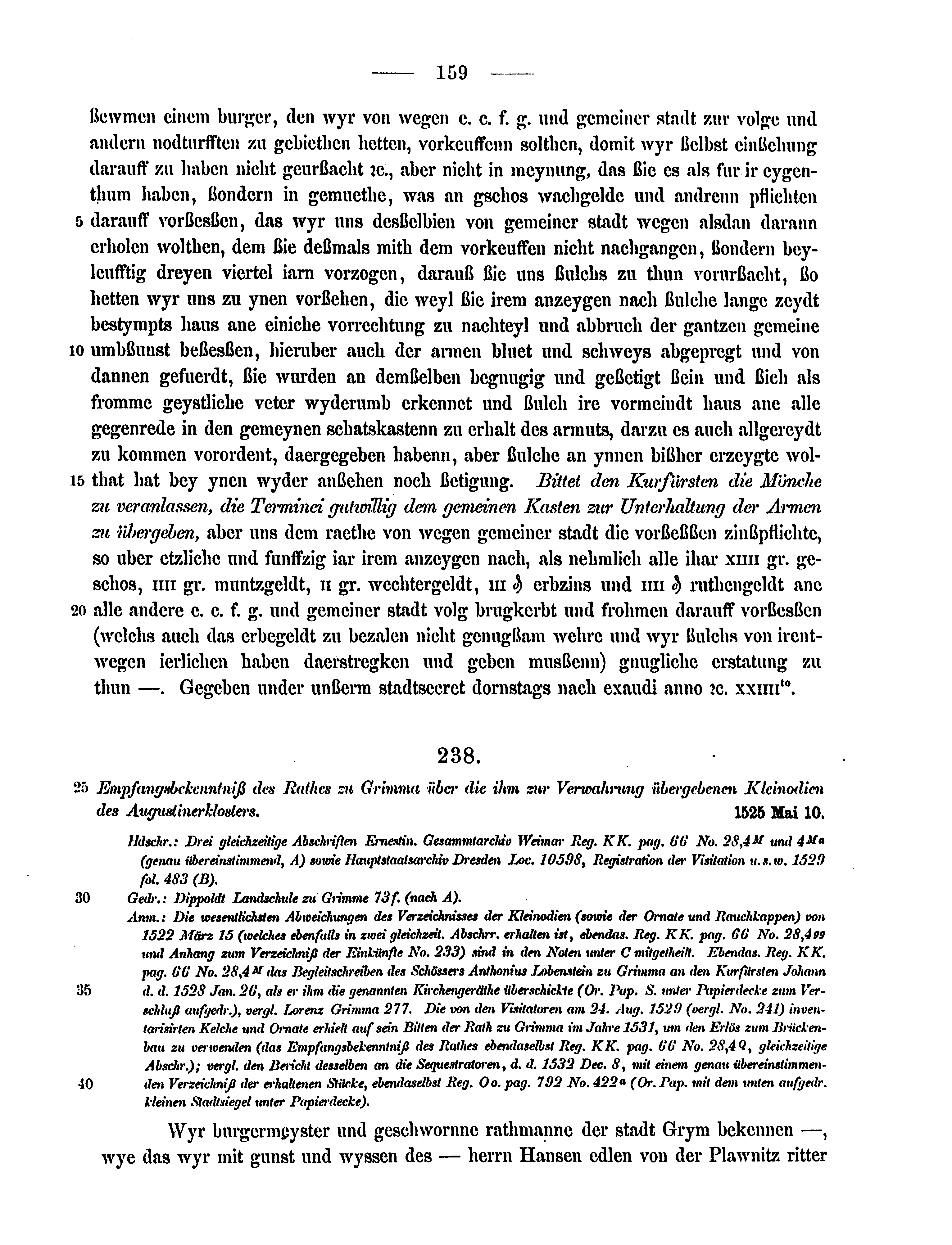 Historische Urkunde Seite 159 aus Band cds2_15