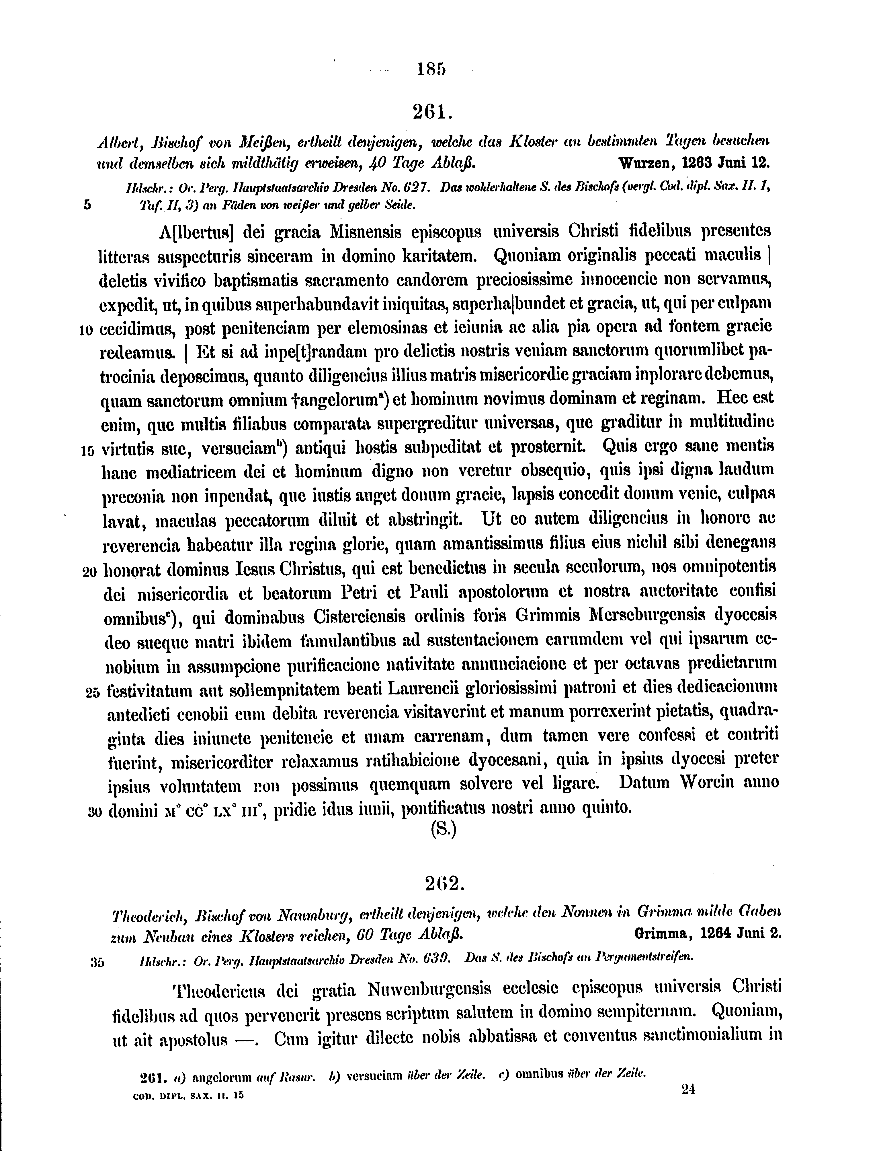 Historische Urkunde Seite 185 aus Band cds2_15