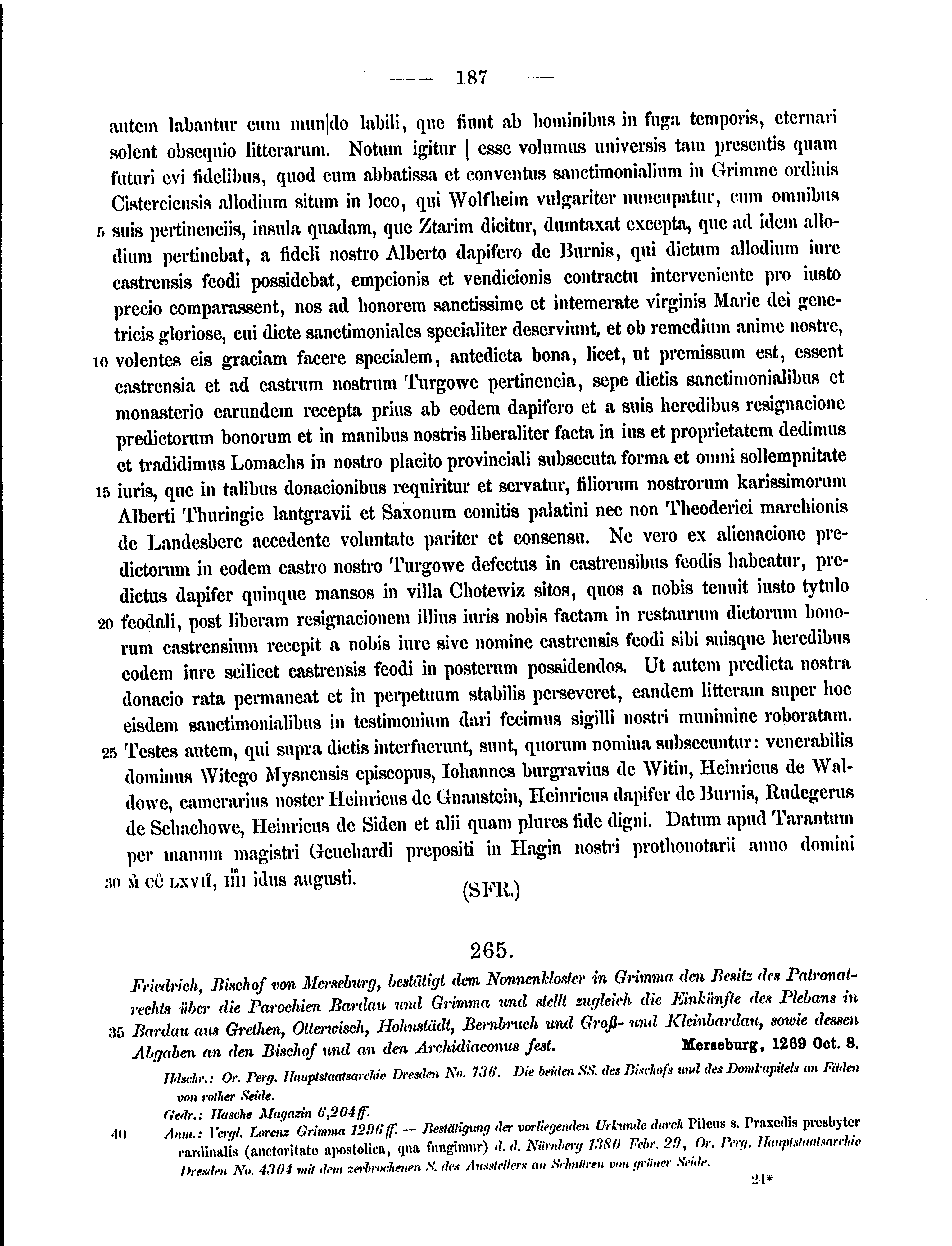 Historische Urkunde Seite 187 aus Band cds2_15