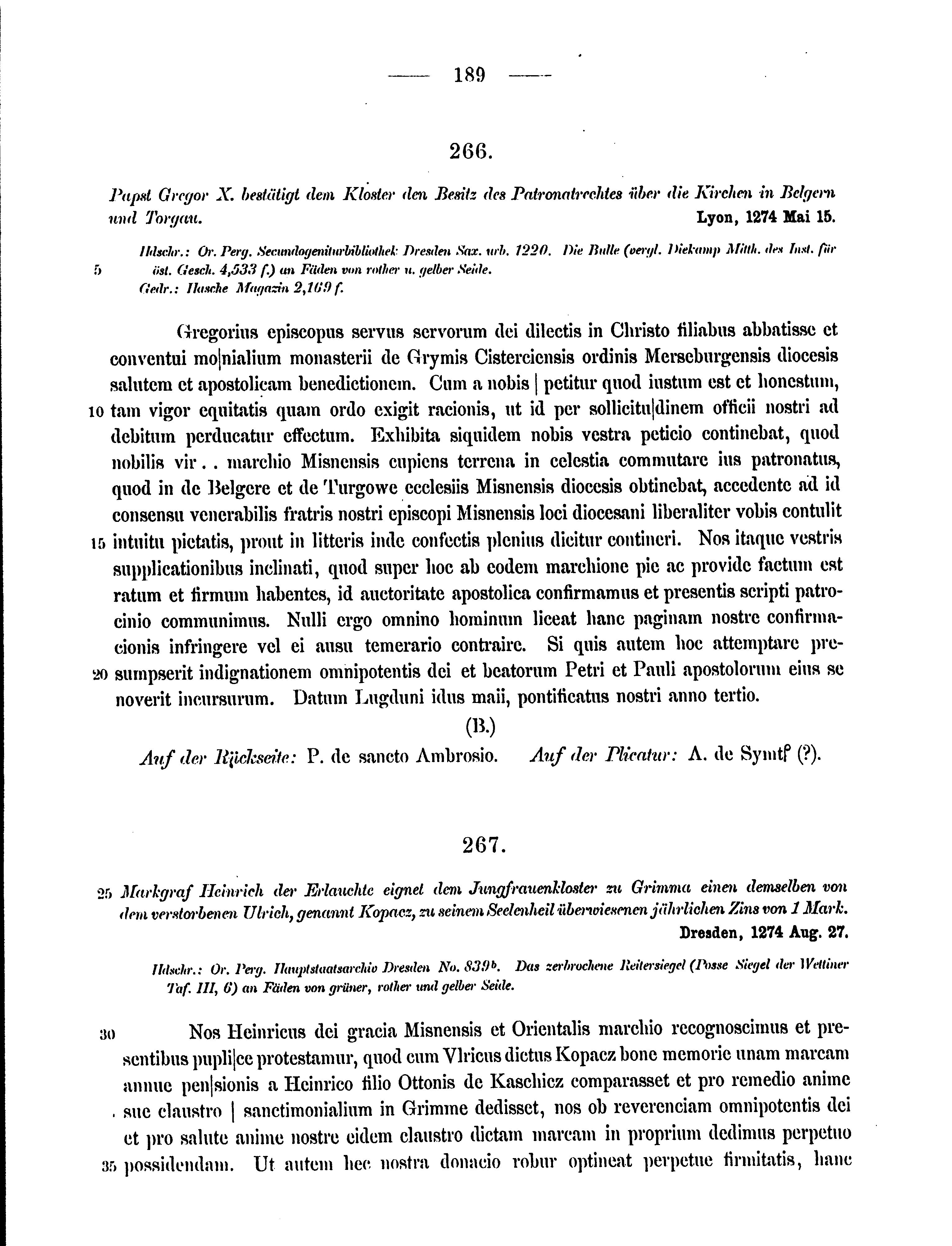 Historische Urkunde Seite 189 aus Band cds2_15