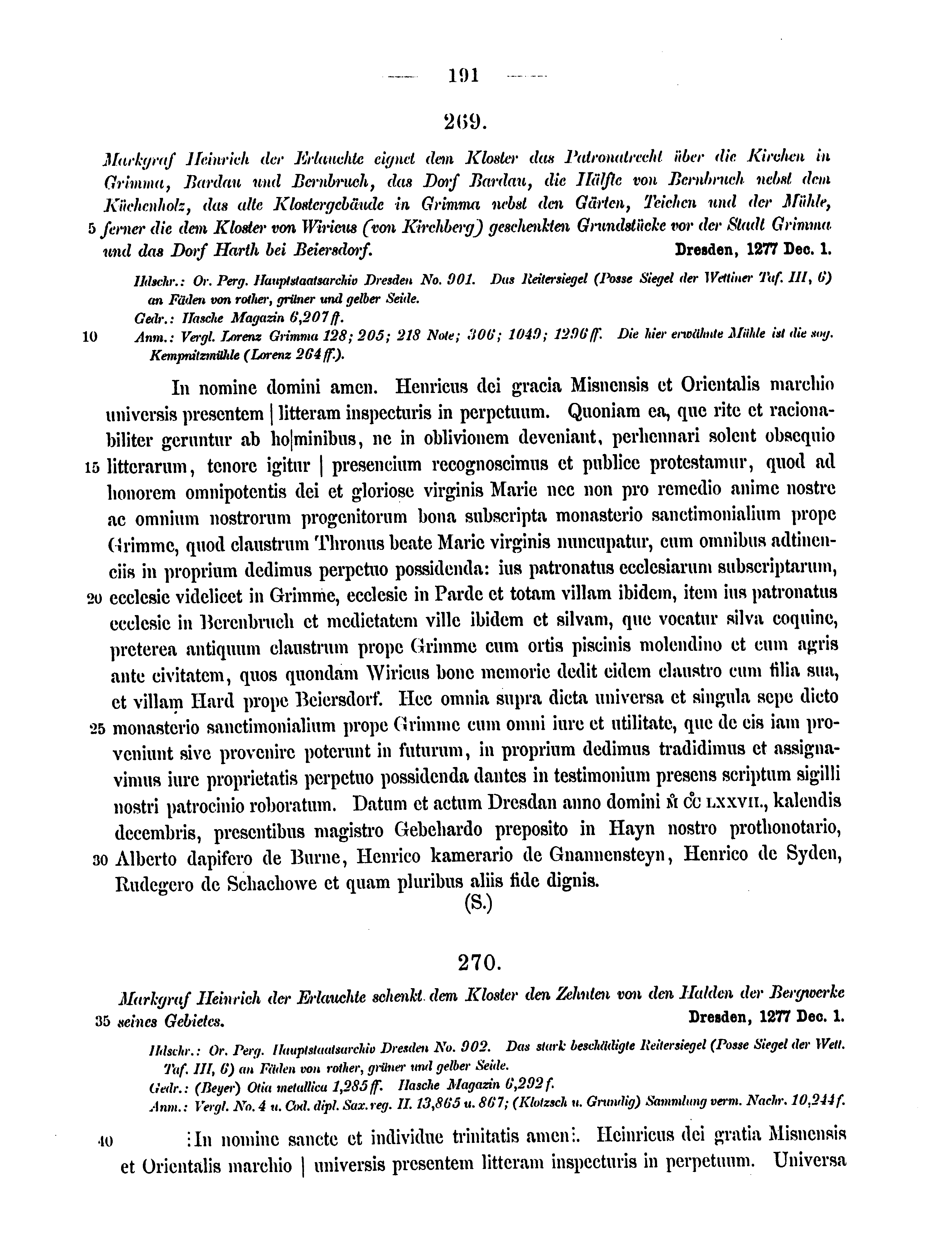 Historische Urkunde Seite 191 aus Band cds2_15
