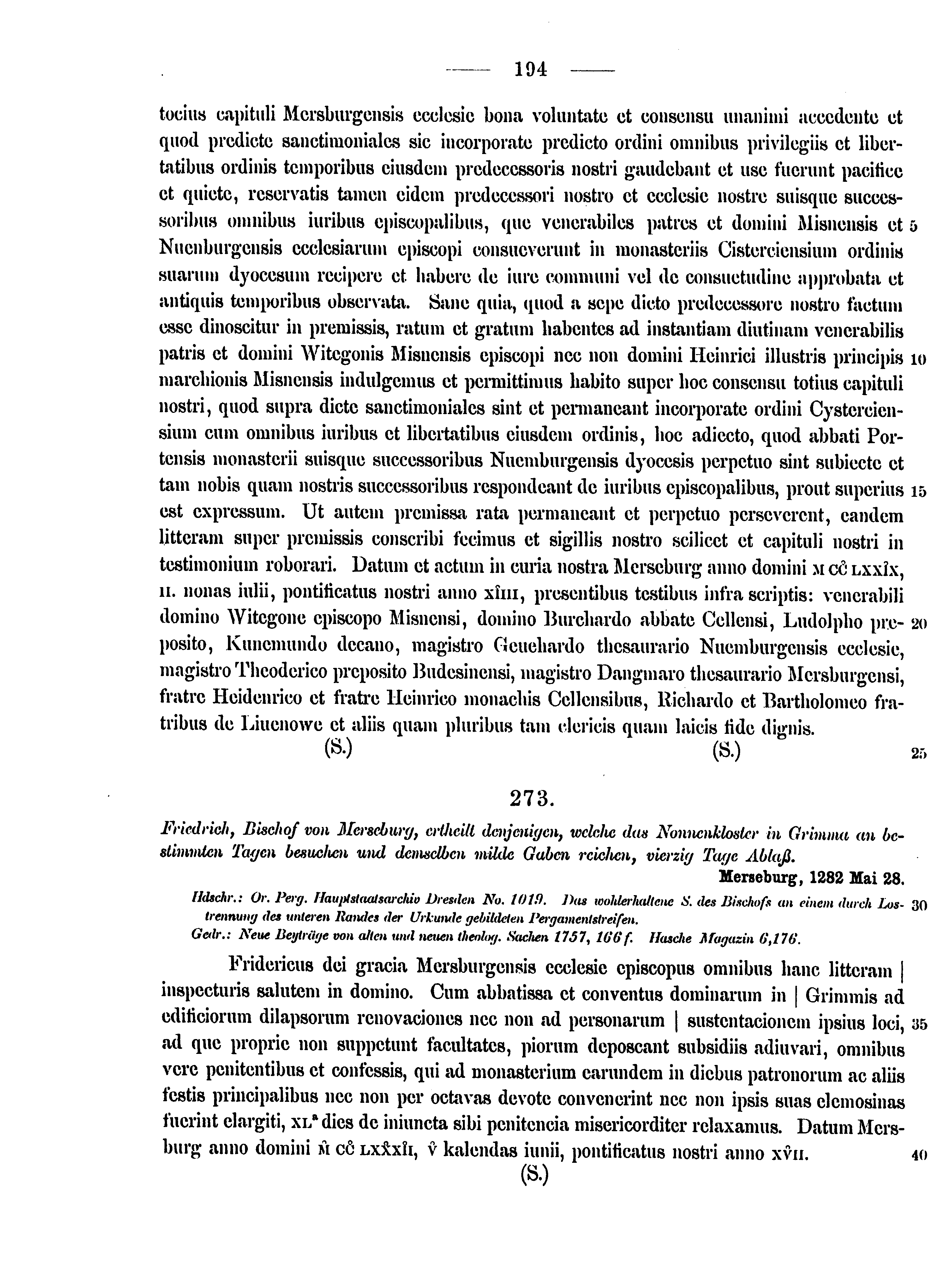 Historische Urkunde Seite 194 aus Band cds2_15