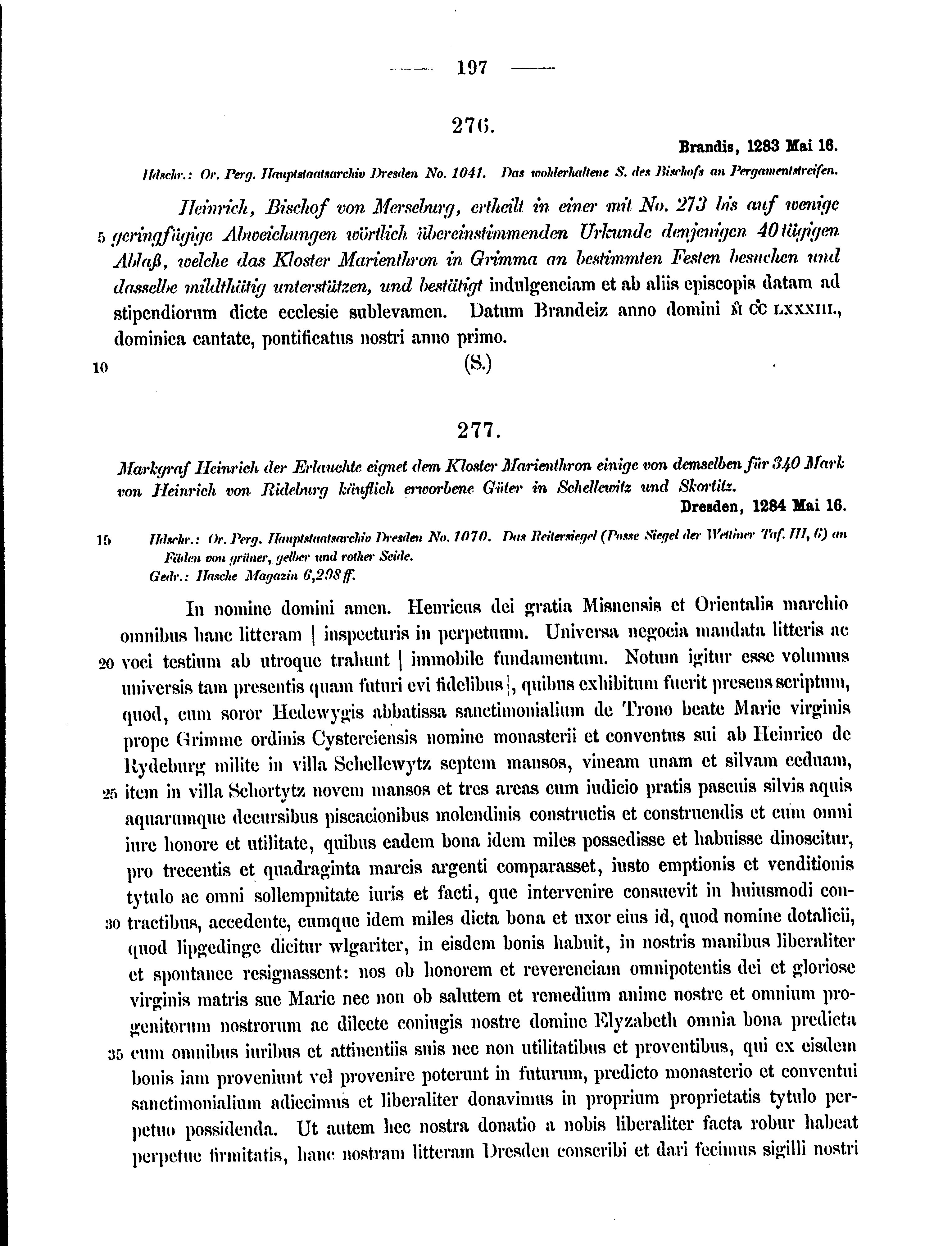 Historische Urkunde Seite 197 aus Band cds2_15