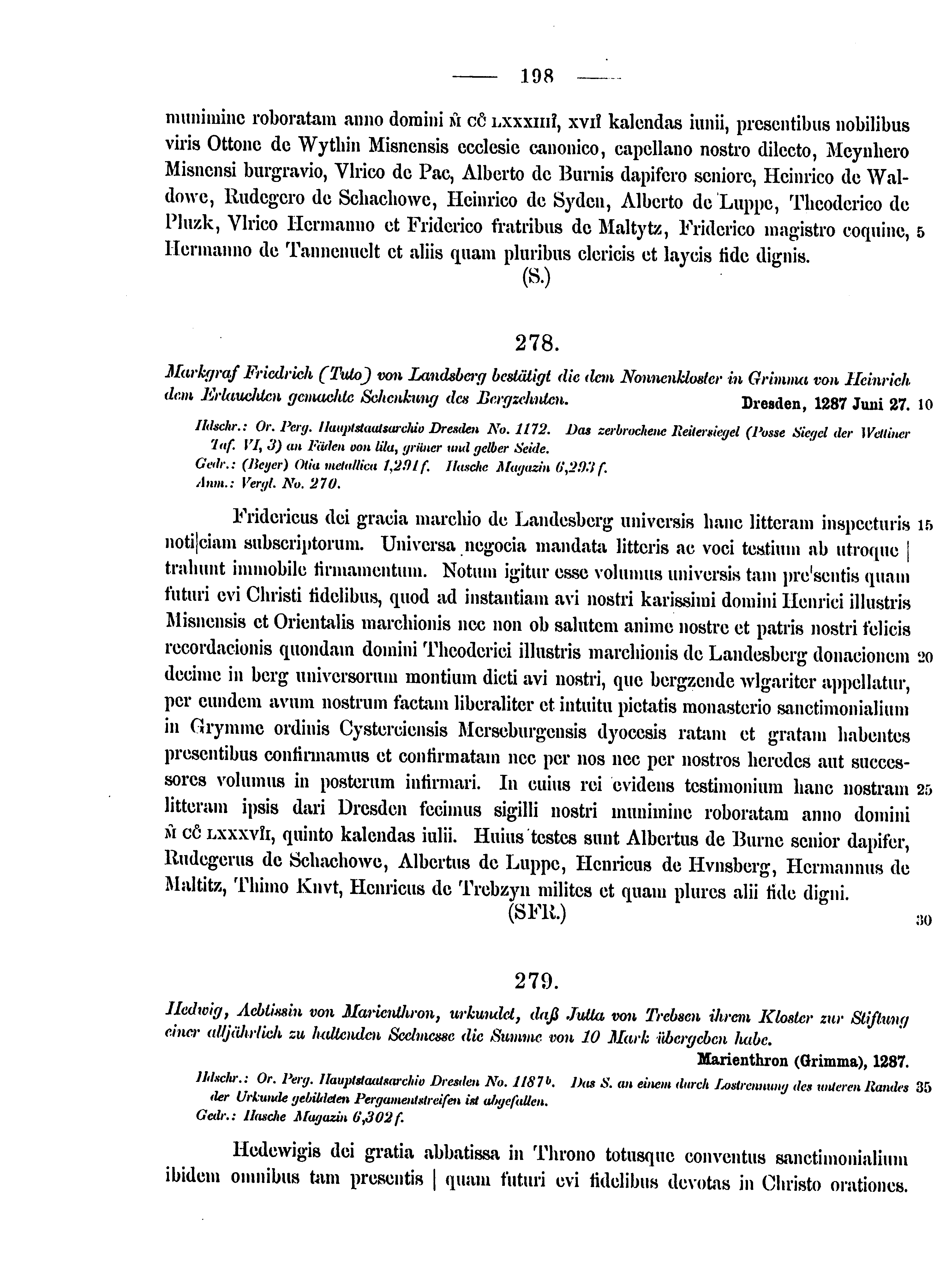 Historische Urkunde Seite 198 aus Band cds2_15