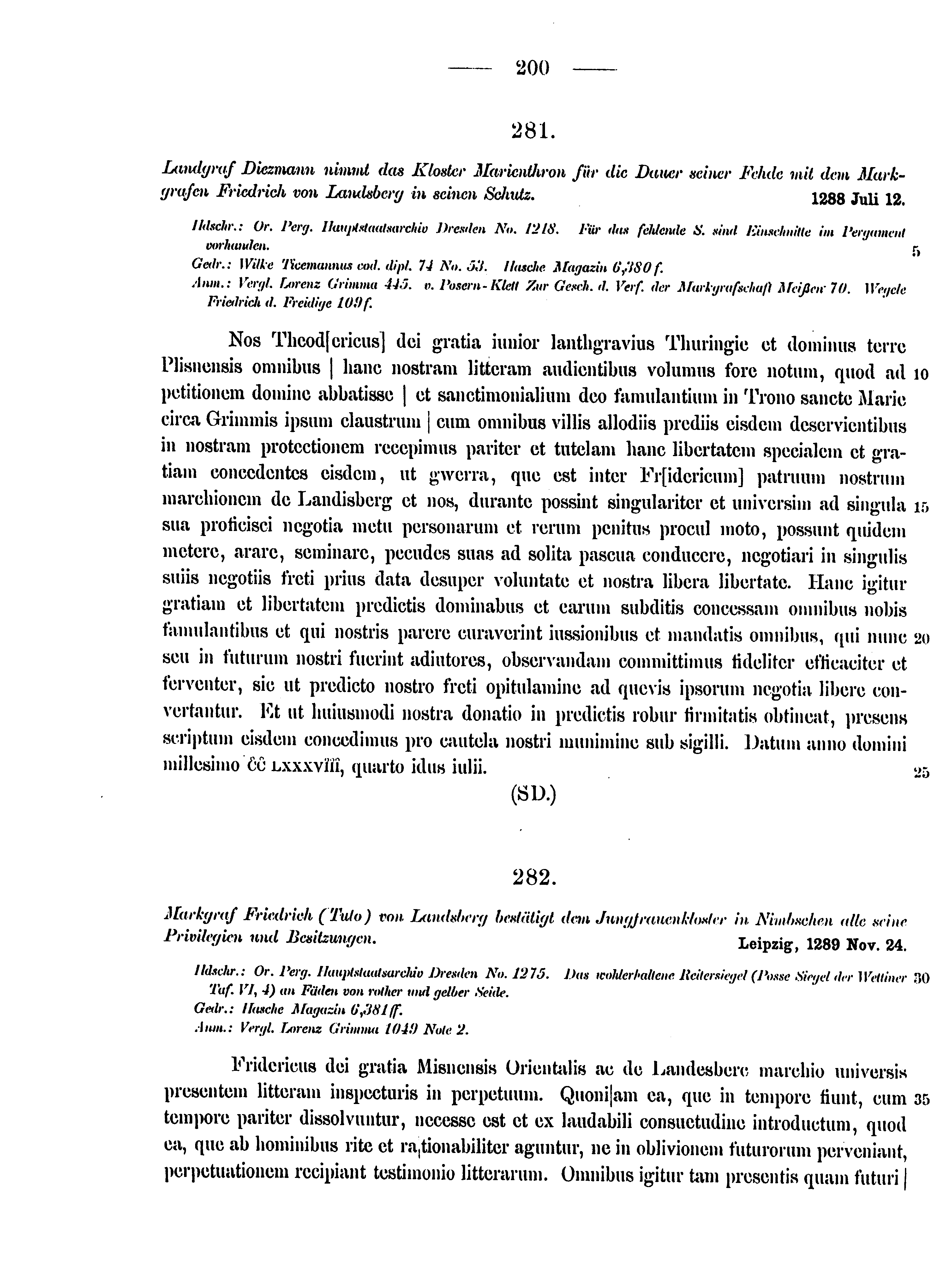 Historische Urkunde Seite 200 aus Band cds2_15