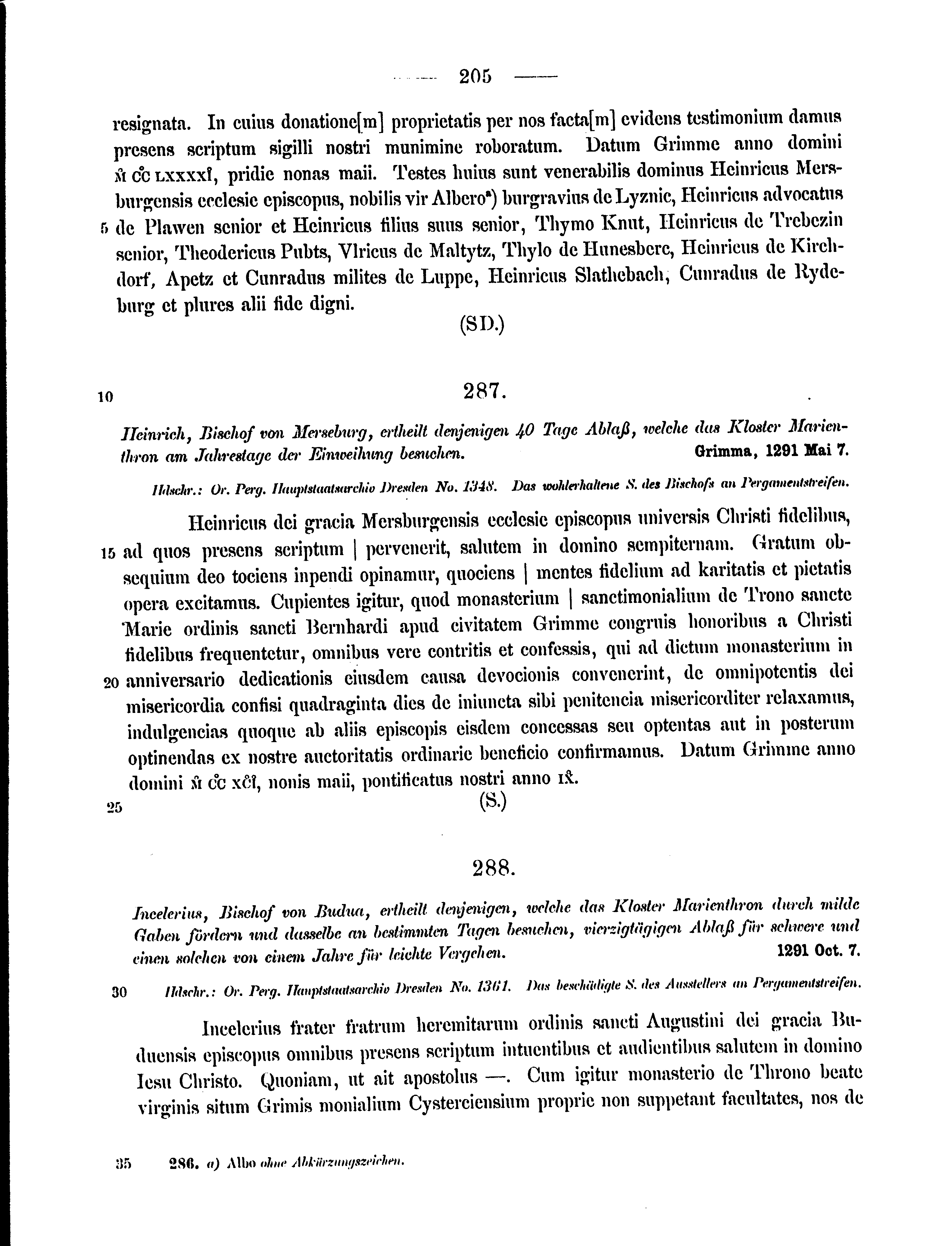 Historische Urkunde Seite 205 aus Band cds2_15