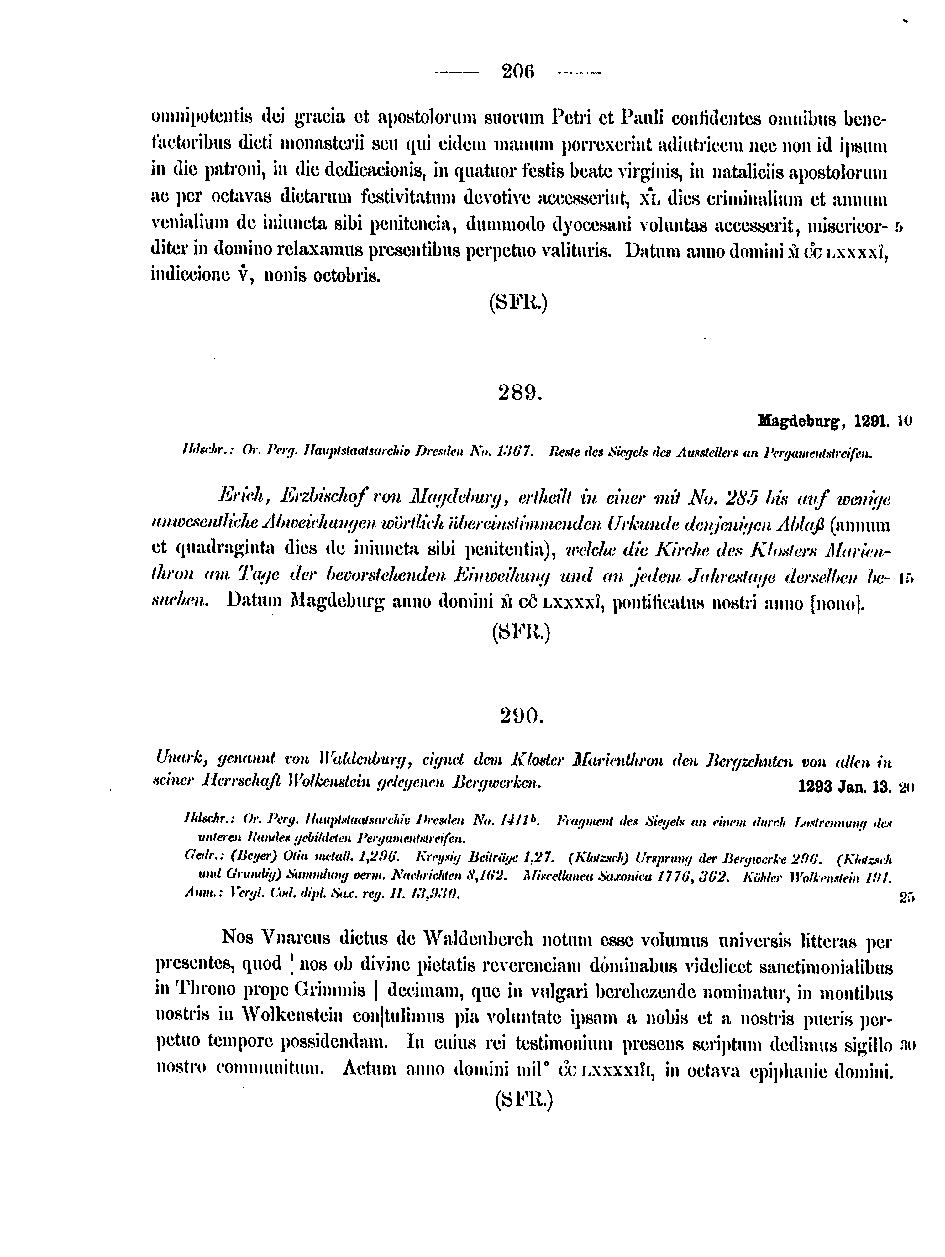 Historische Urkunde Seite 206 aus Band cds2_15