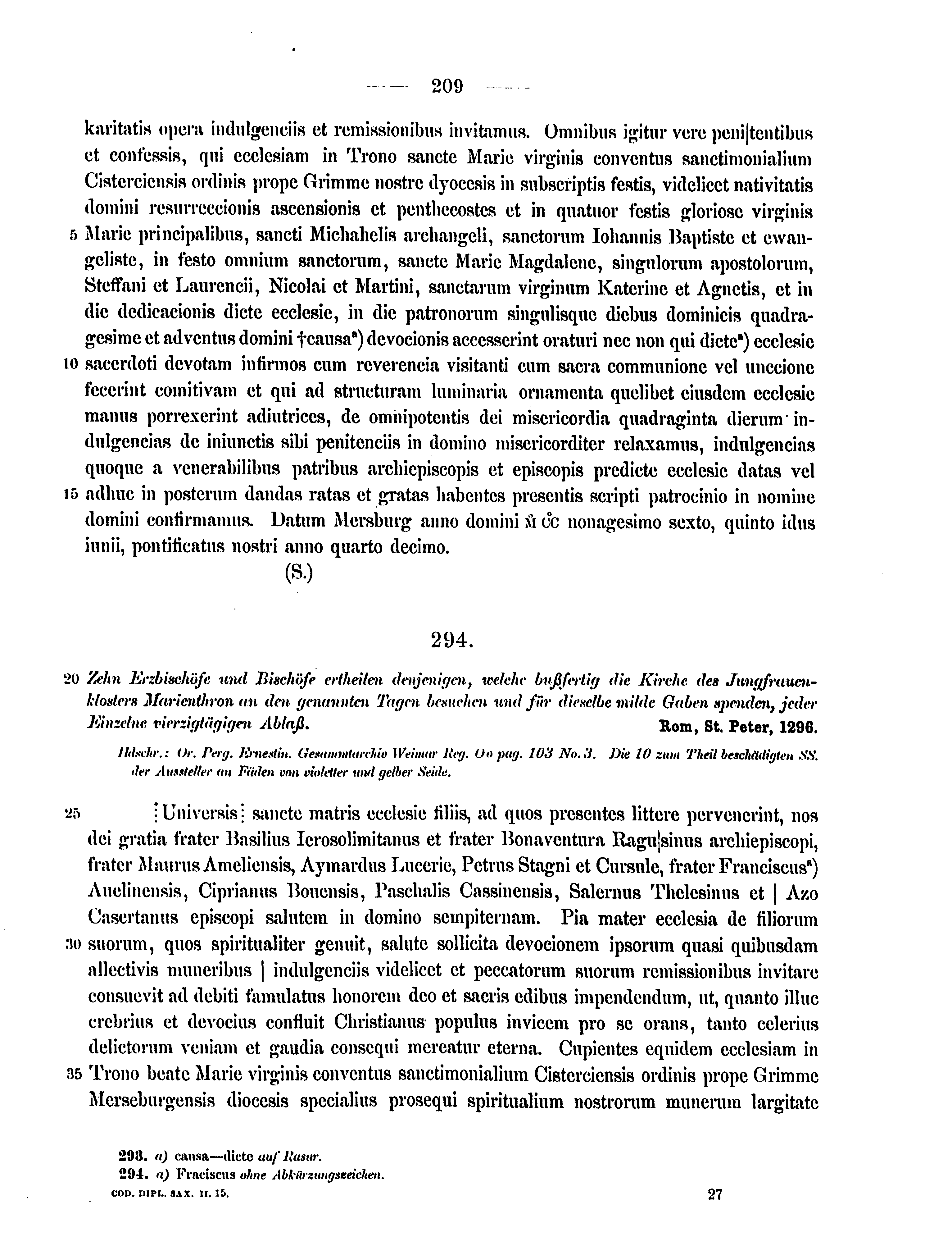 Historische Urkunde Seite 209 aus Band cds2_15