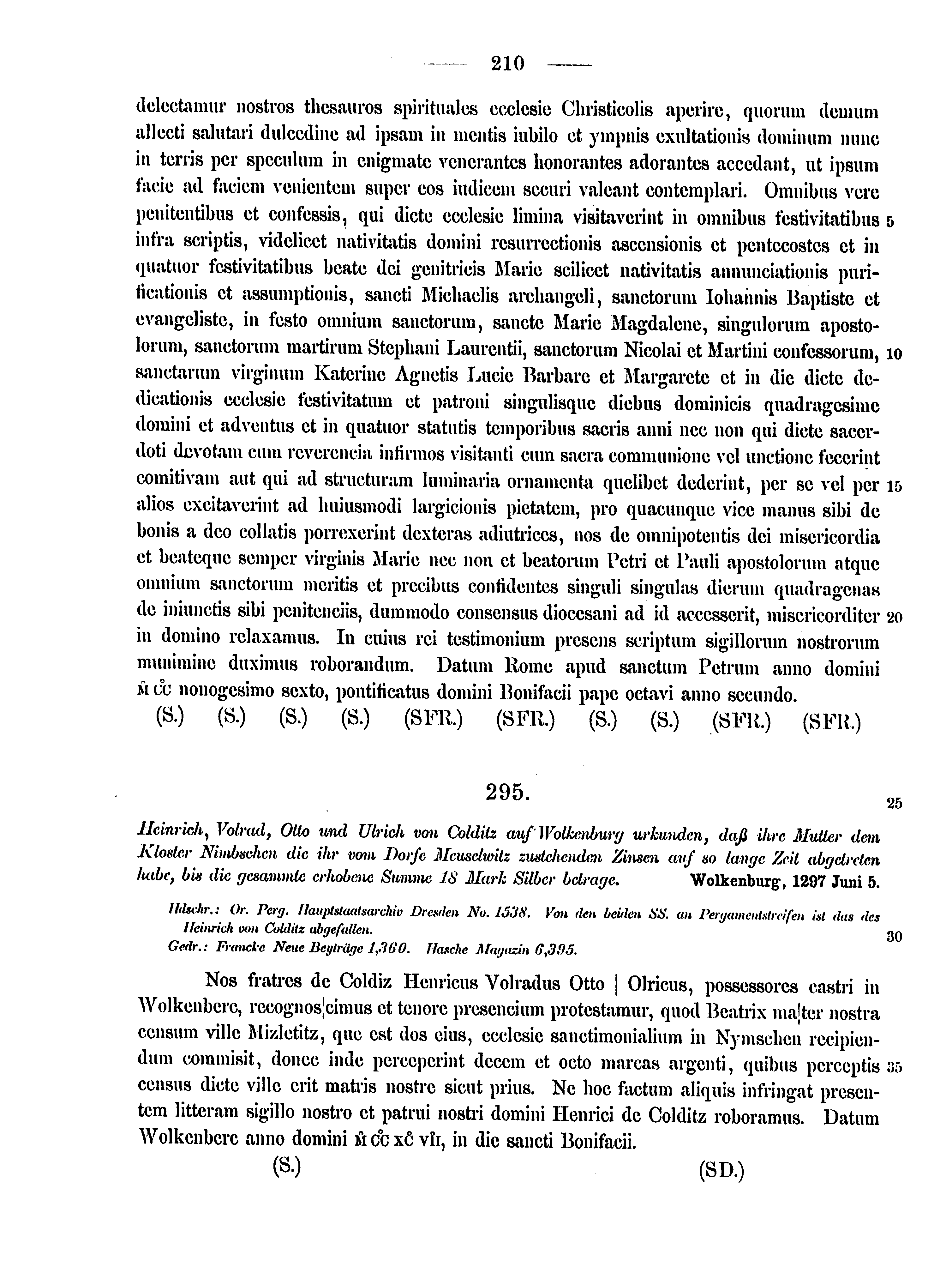 Historische Urkunde Seite 210 aus Band cds2_15