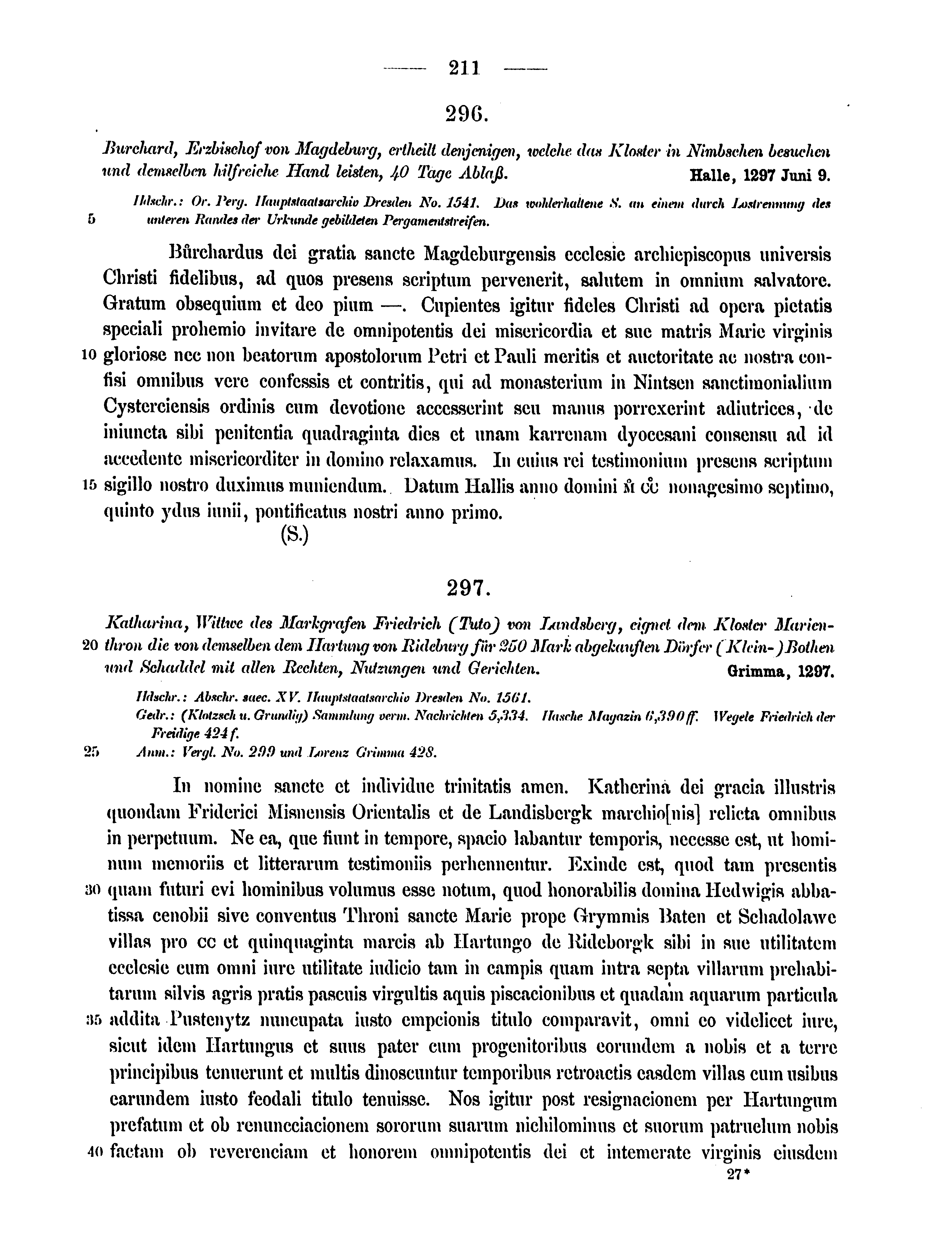 Historische Urkunde Seite 211 aus Band cds2_15
