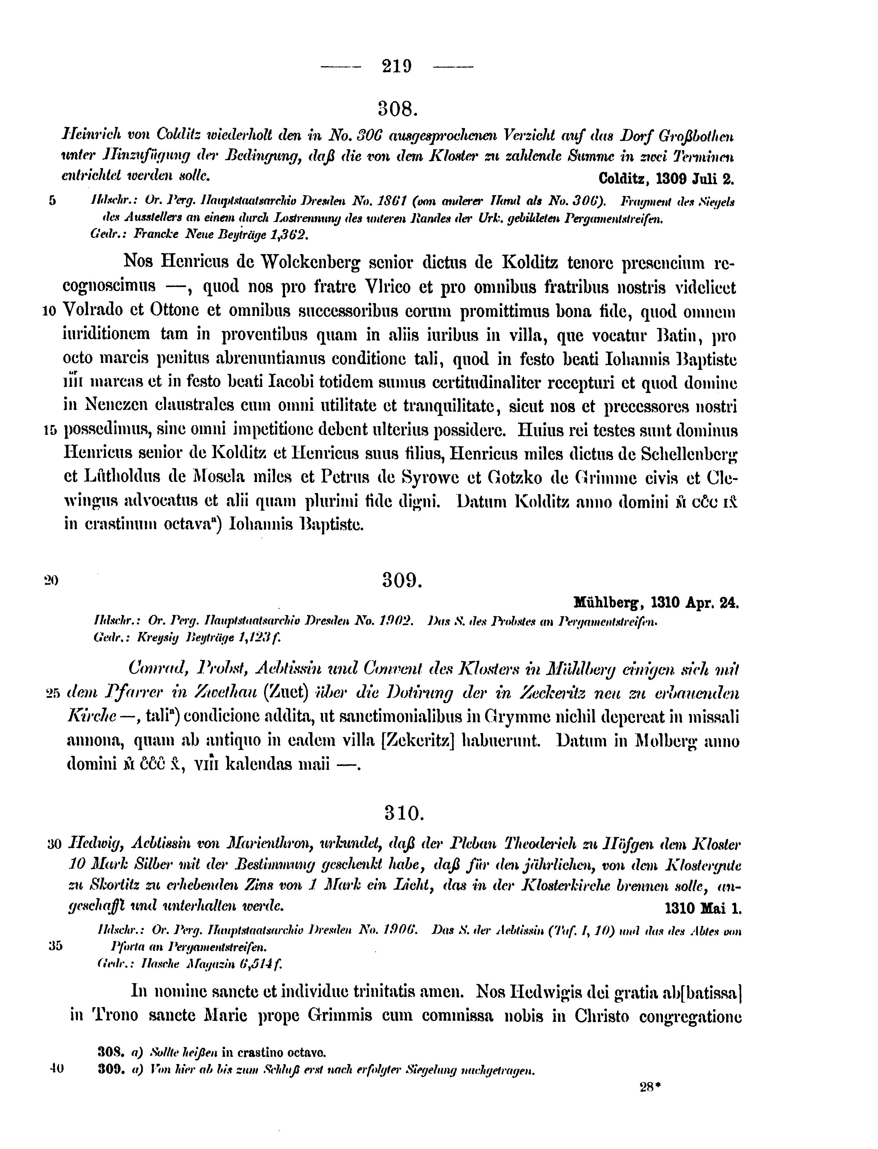 Historische Urkunde Seite 219 aus Band cds2_15