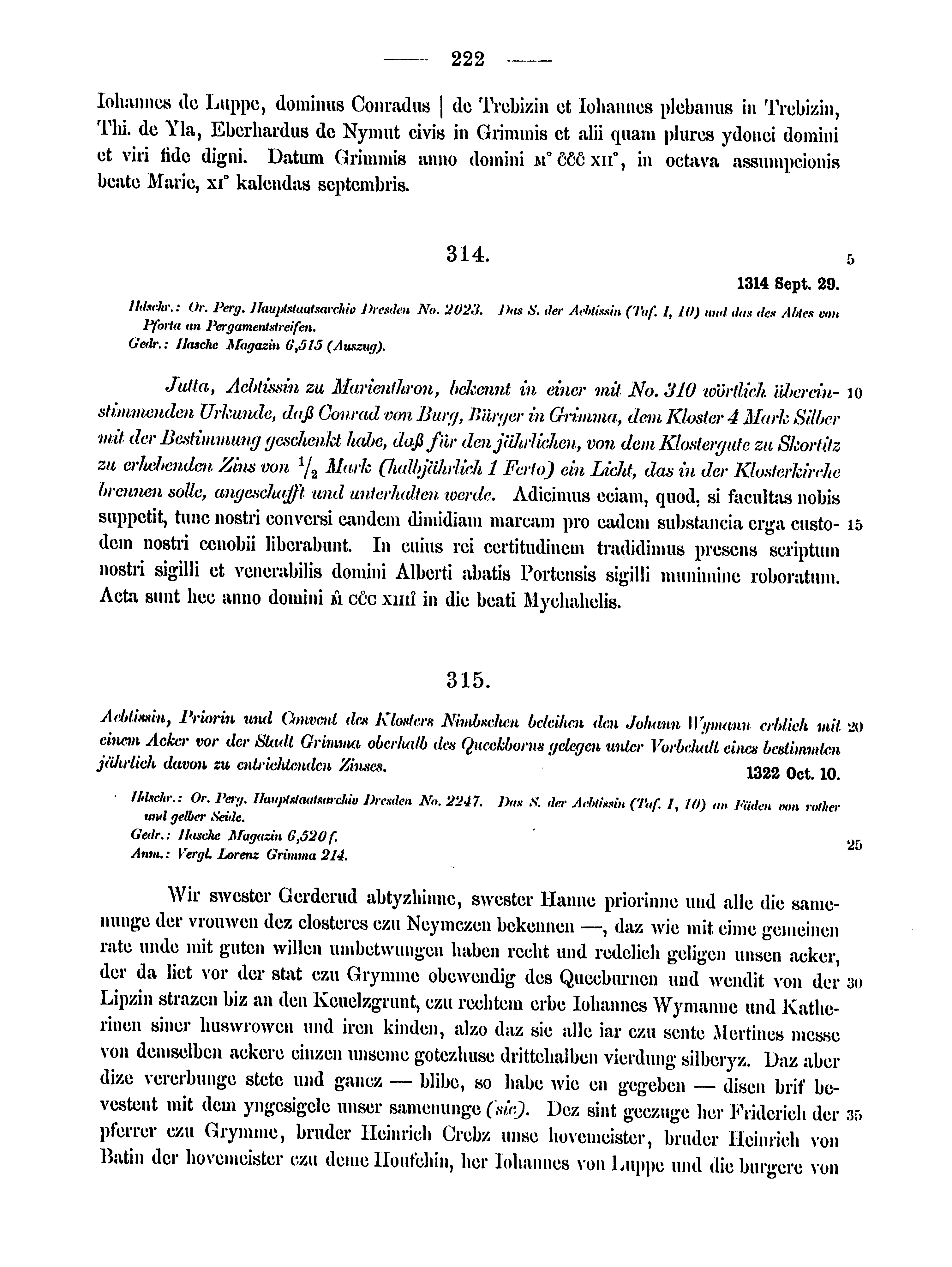 Historische Urkunde Seite 222 aus Band cds2_15