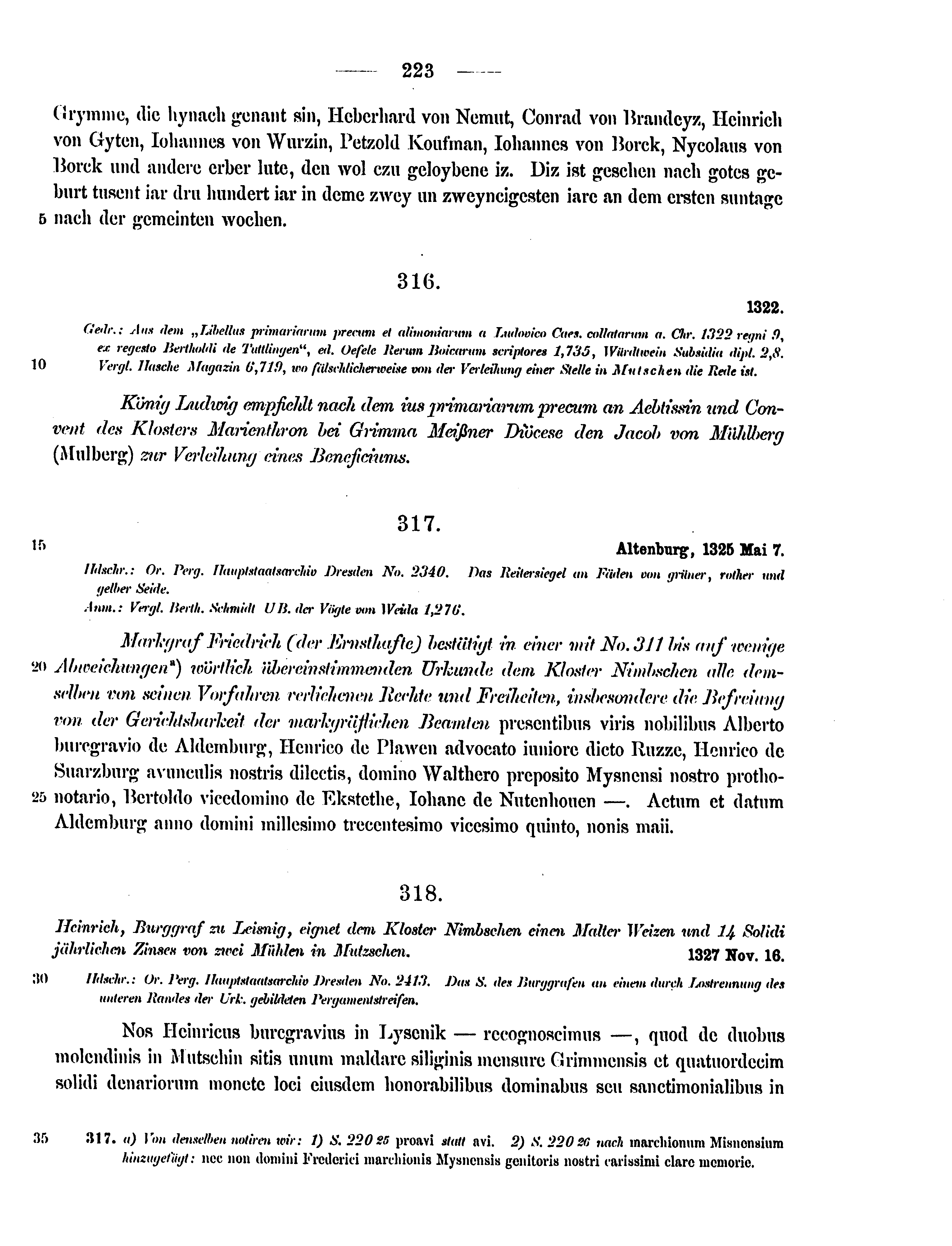 Historische Urkunde Seite 223 aus Band cds2_15