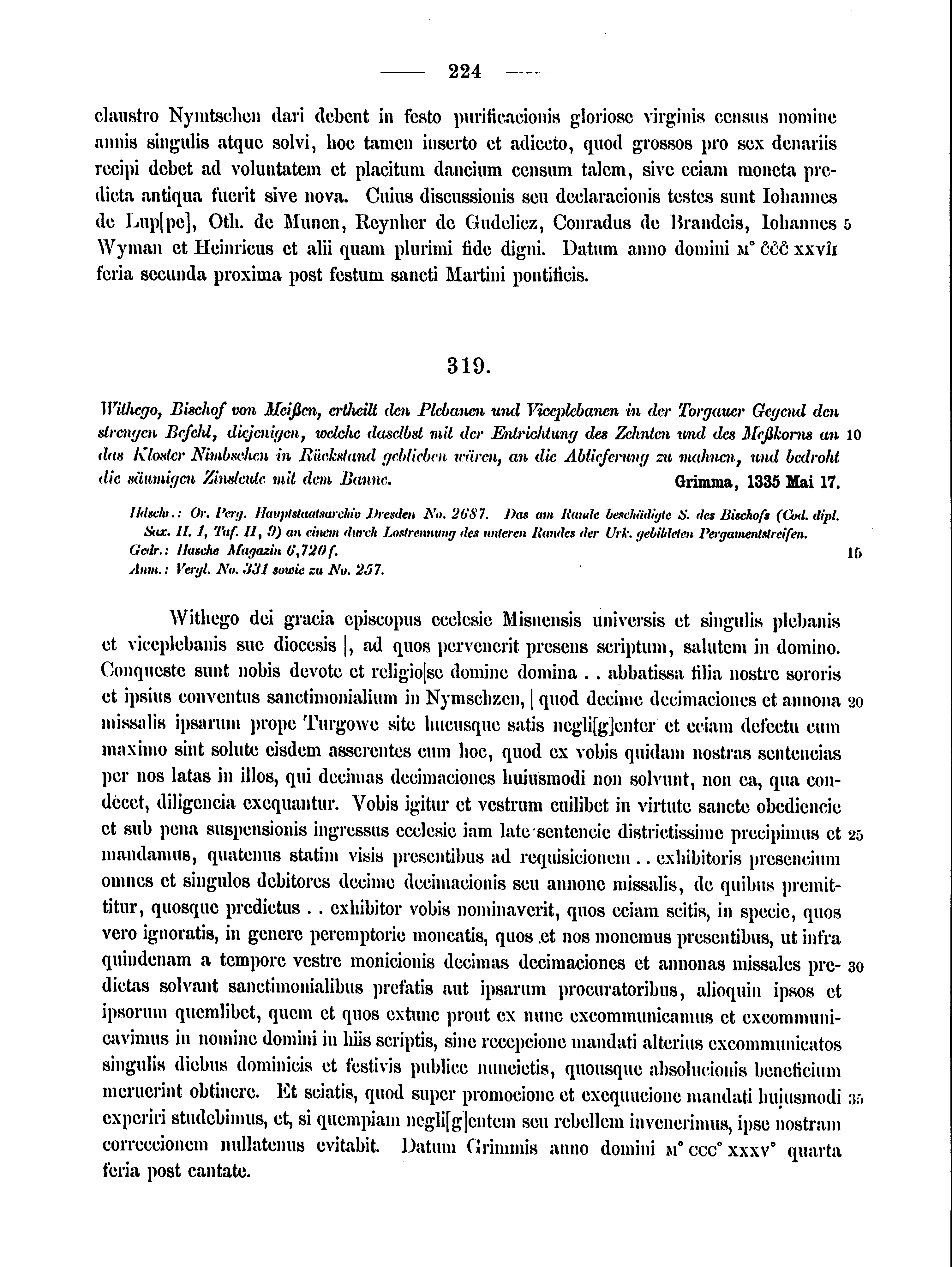 Historische Urkunde Seite 224 aus Band cds2_15