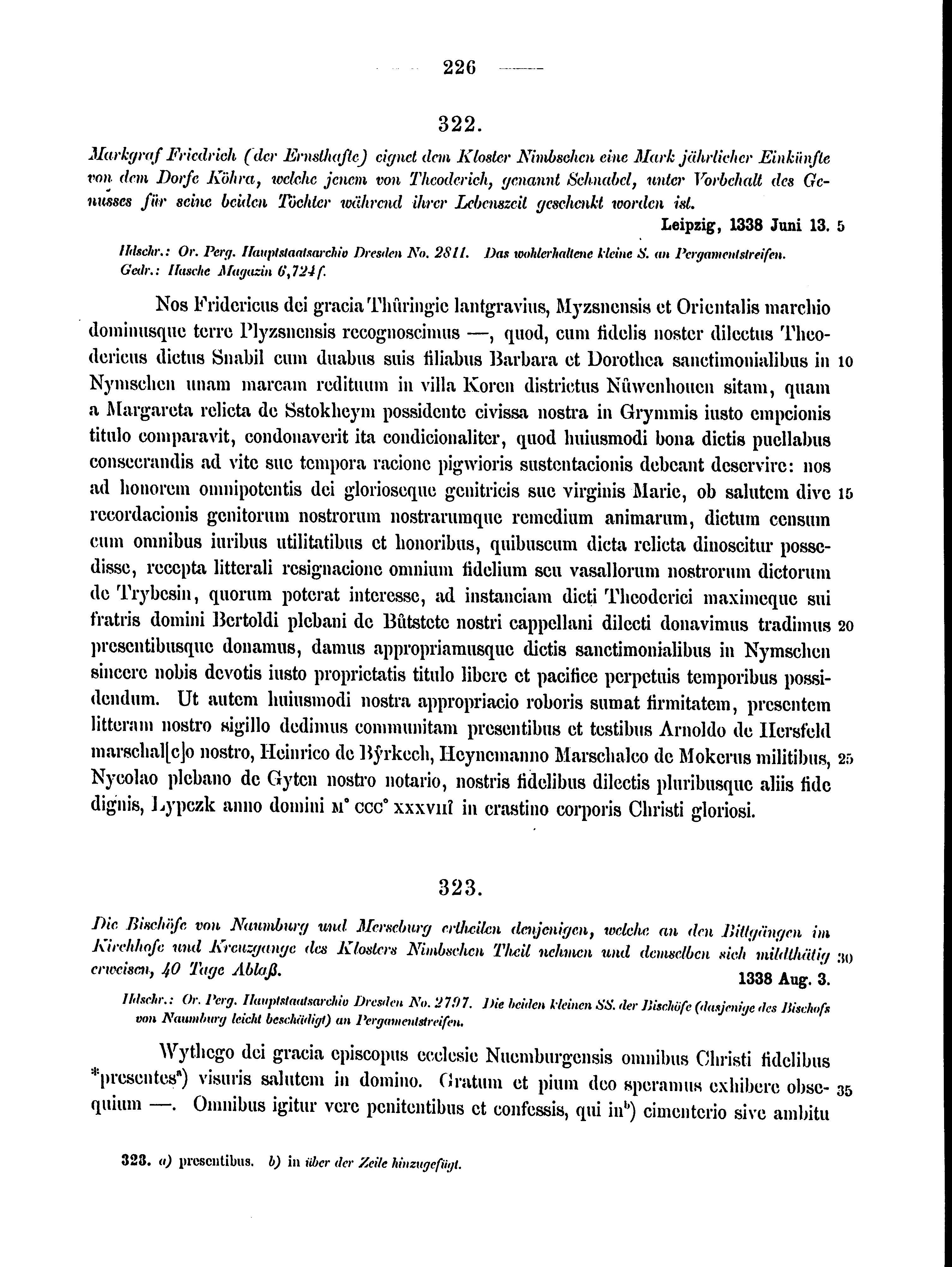 Historische Urkunde Seite 226 aus Band cds2_15