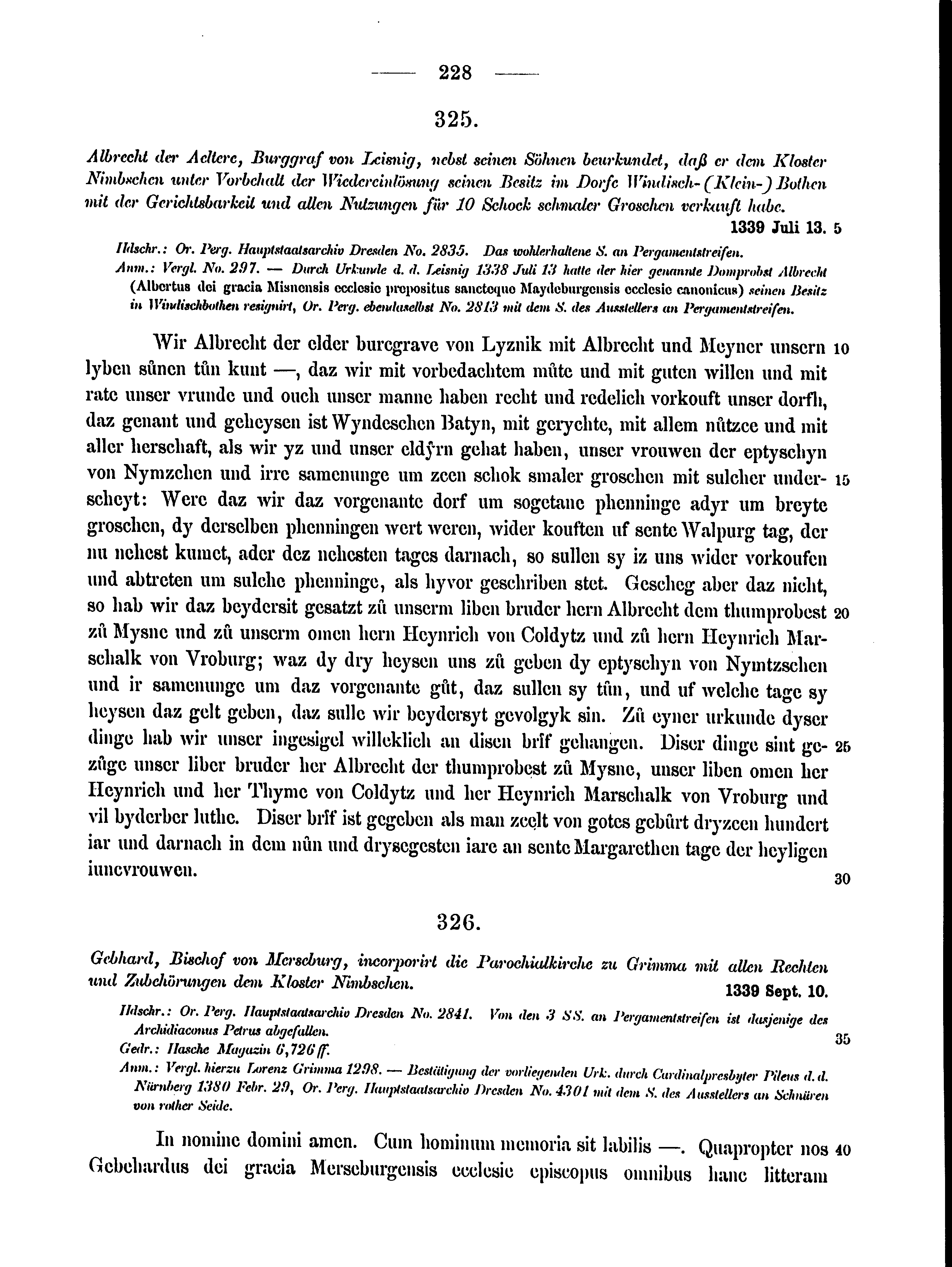 Historische Urkunde Seite 228 aus Band cds2_15