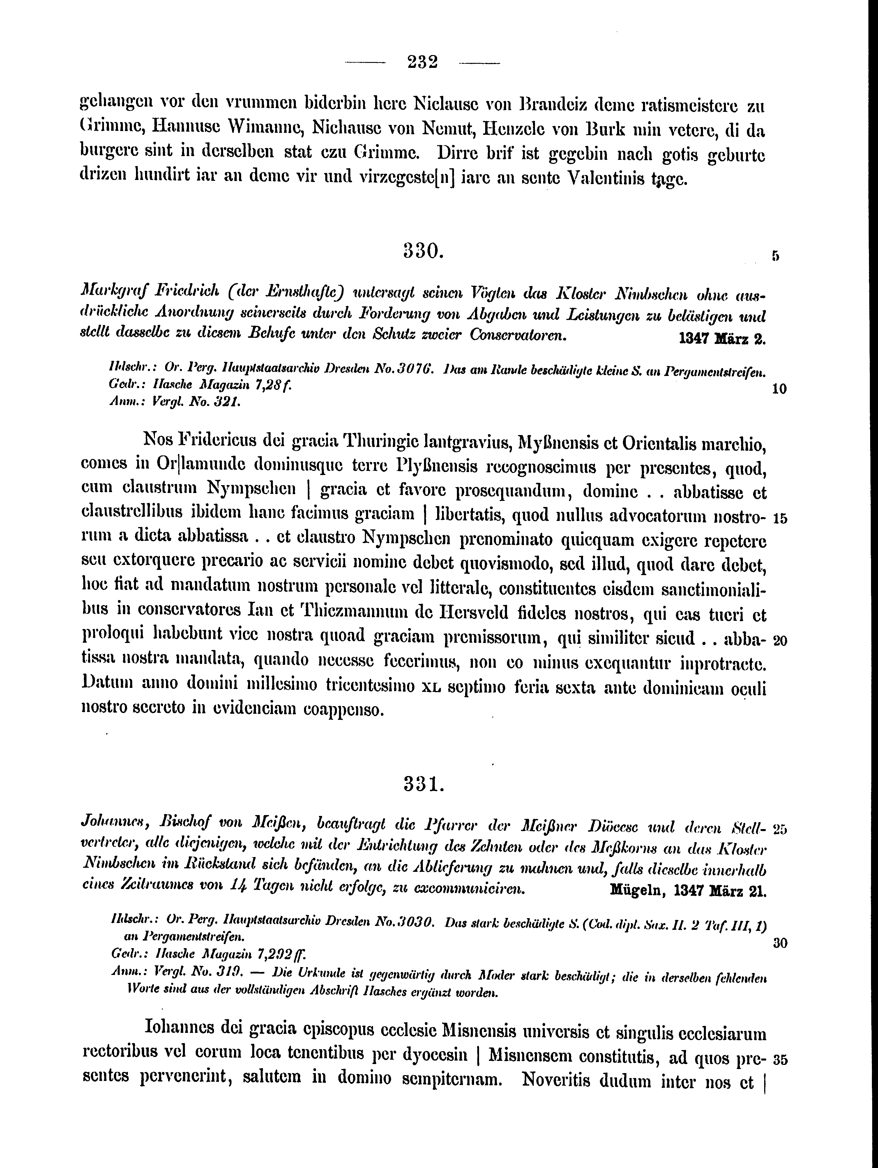 Historische Urkunde Seite 232 aus Band cds2_15