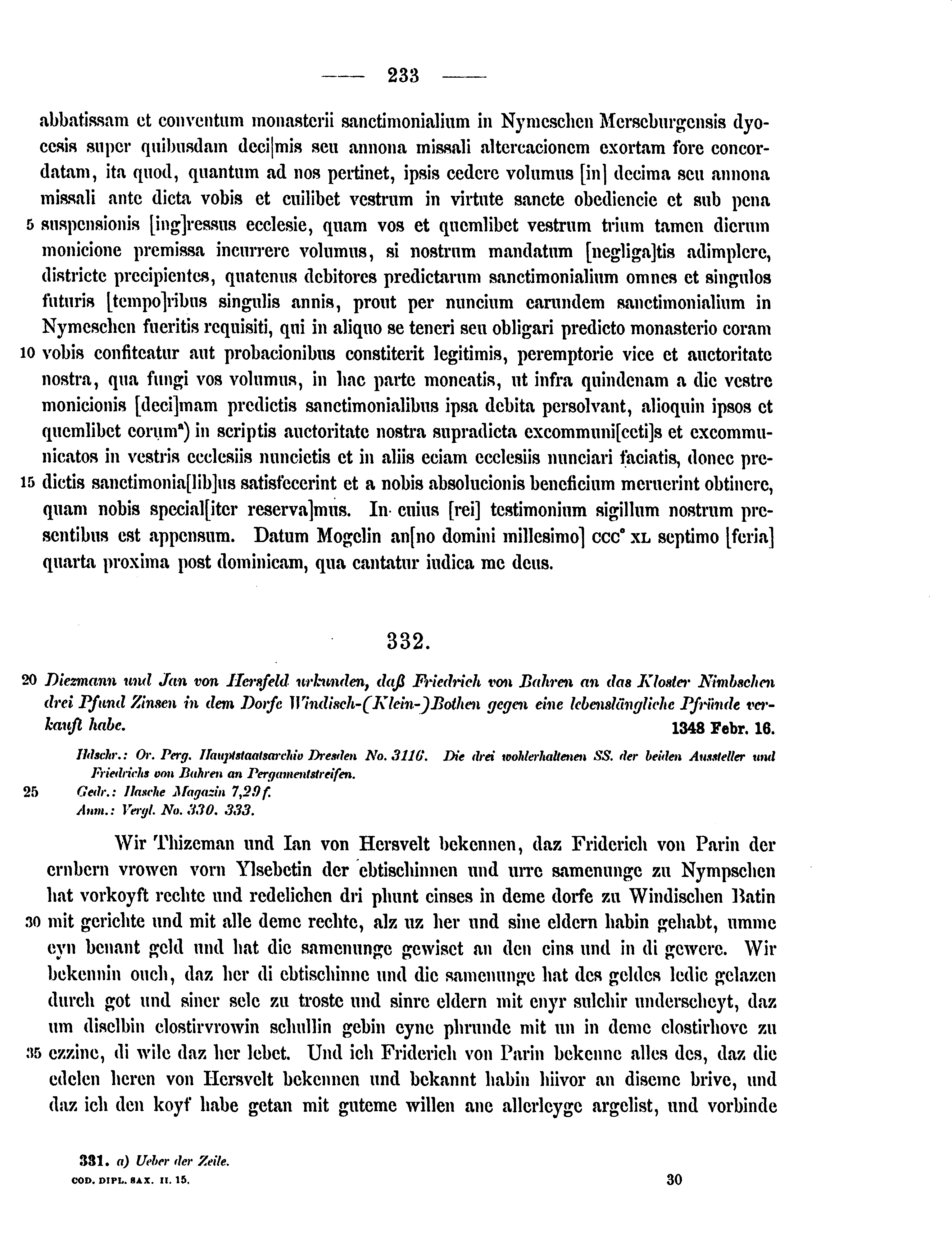 Historische Urkunde Seite 233 aus Band cds2_15