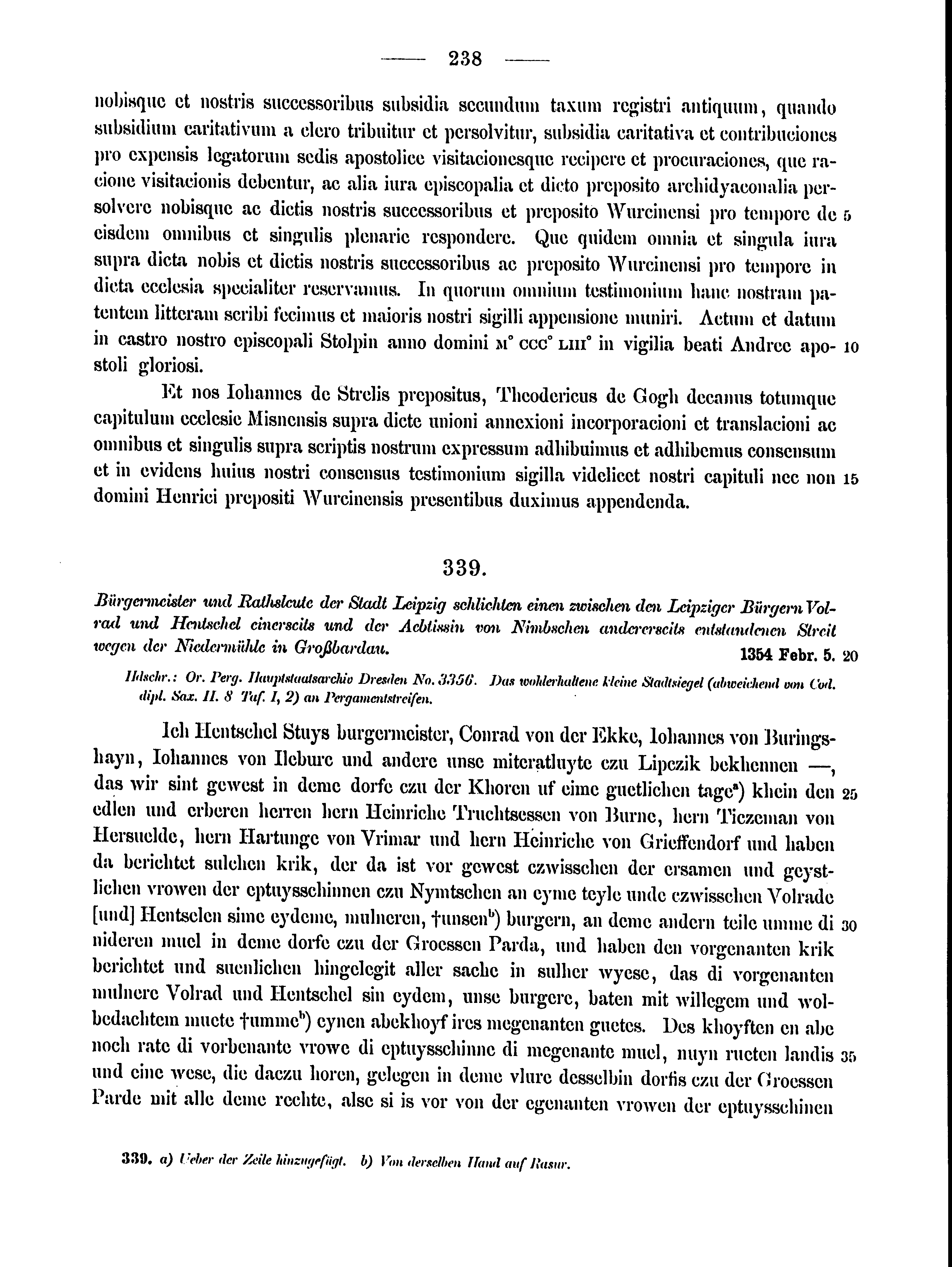 Historische Urkunde Seite 238 aus Band cds2_15