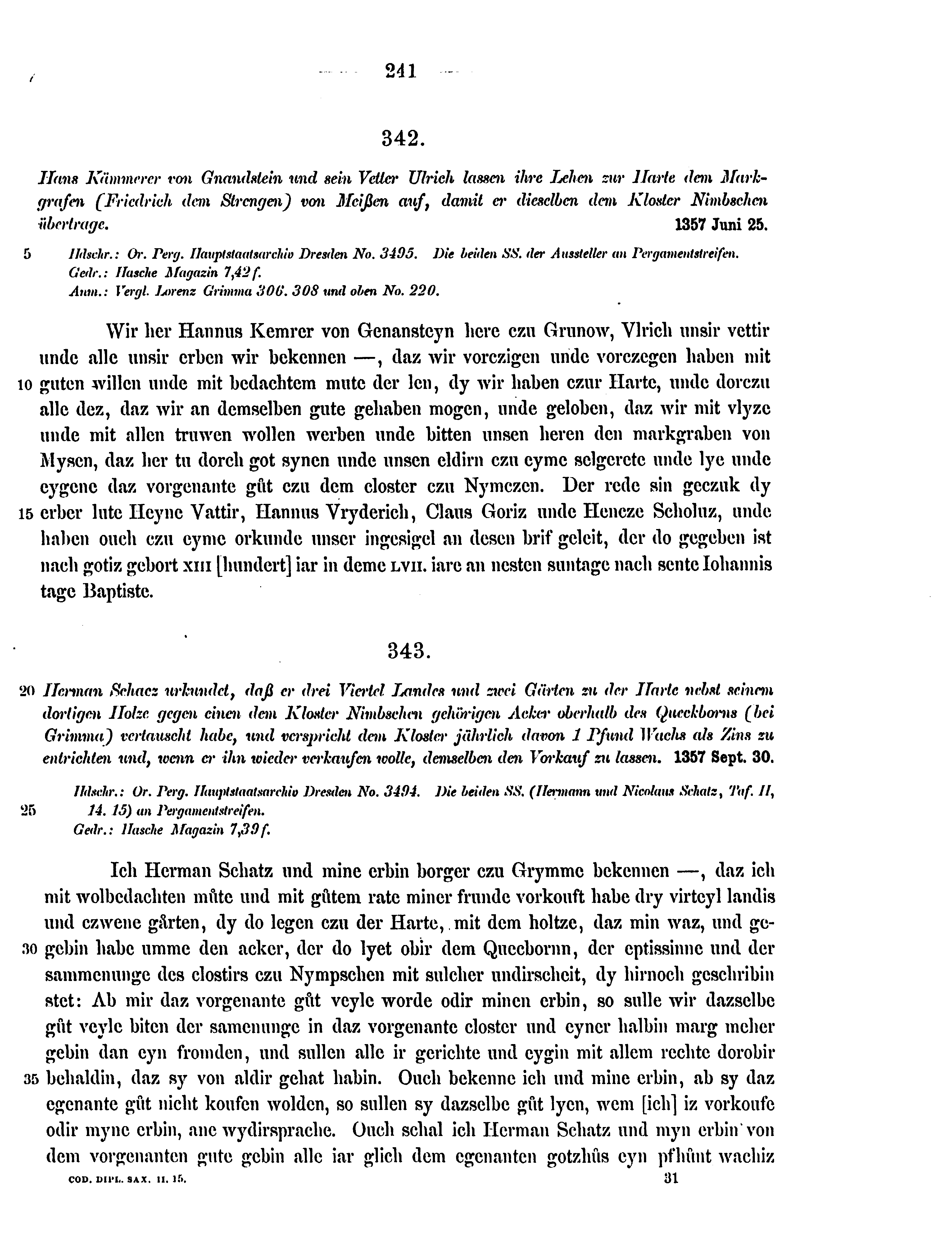 Historische Urkunde Seite 241 aus Band cds2_15