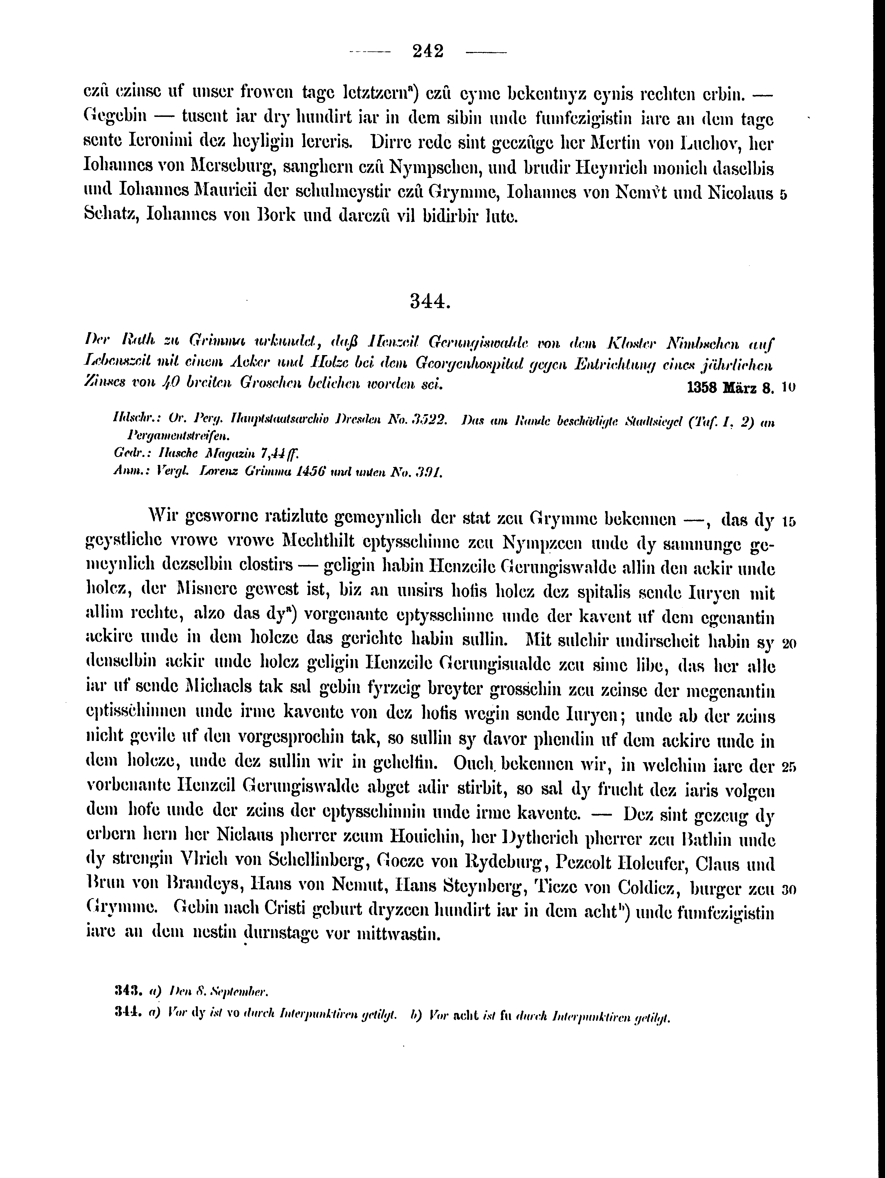 Historische Urkunde Seite 242 aus Band cds2_15