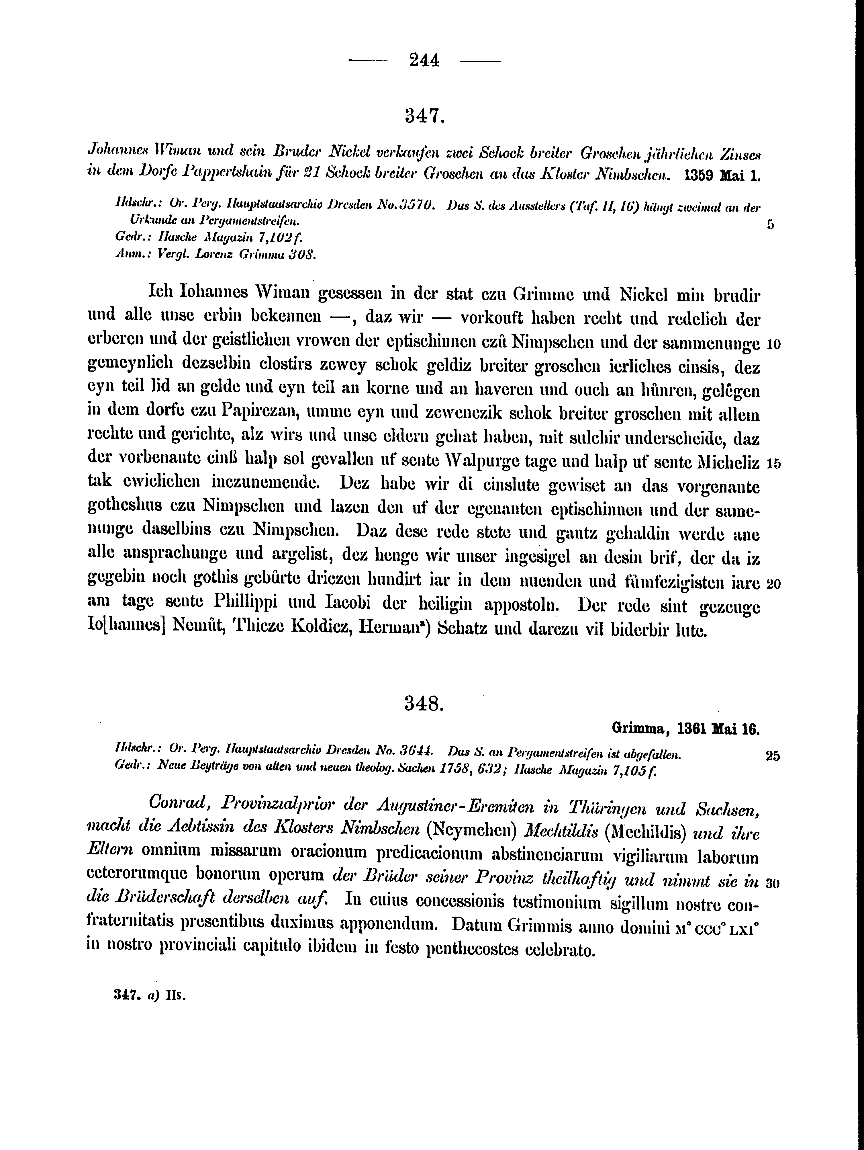 Historische Urkunde Seite 244 aus Band cds2_15