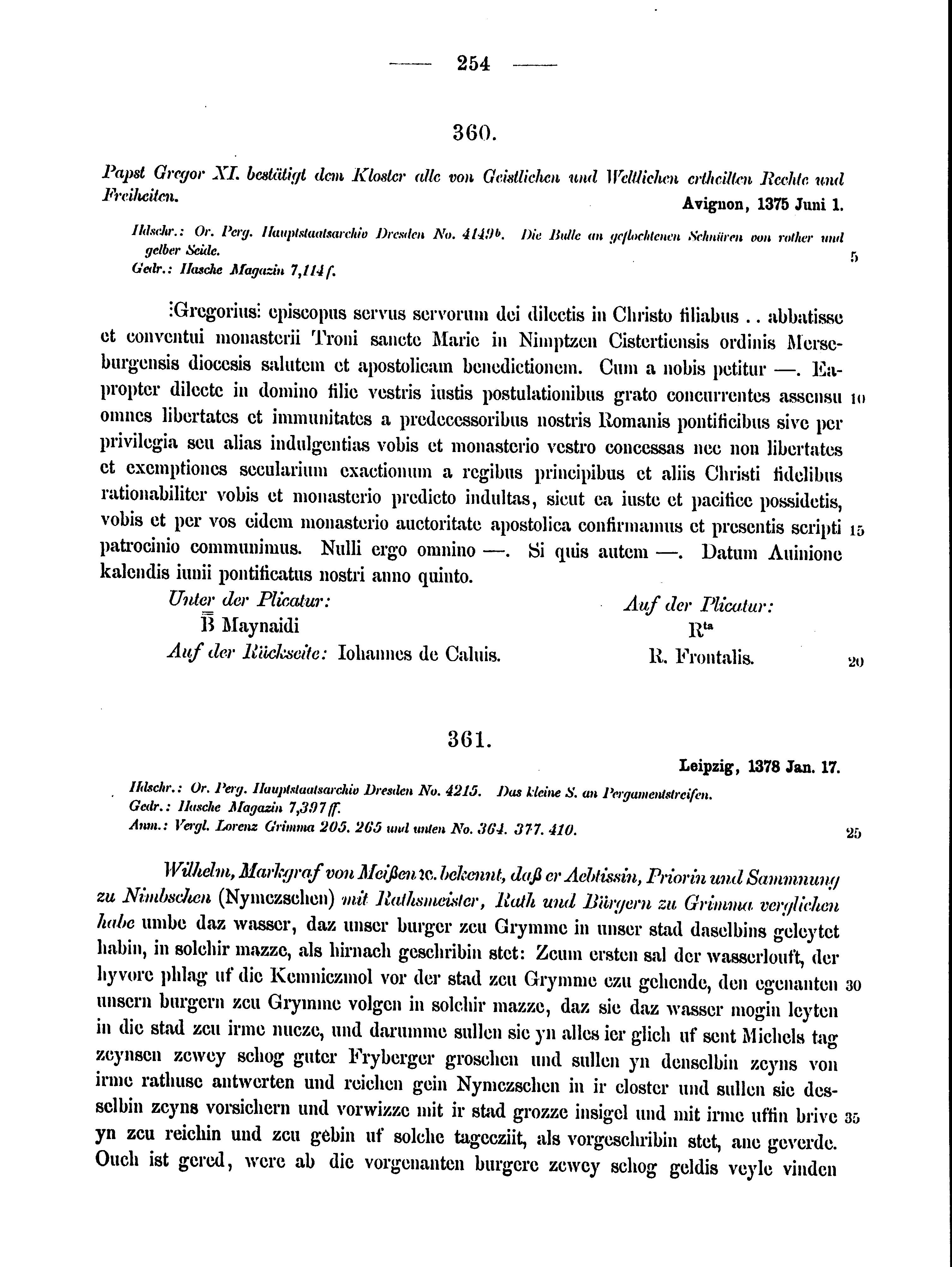 Historische Urkunde Seite 254 aus Band cds2_15