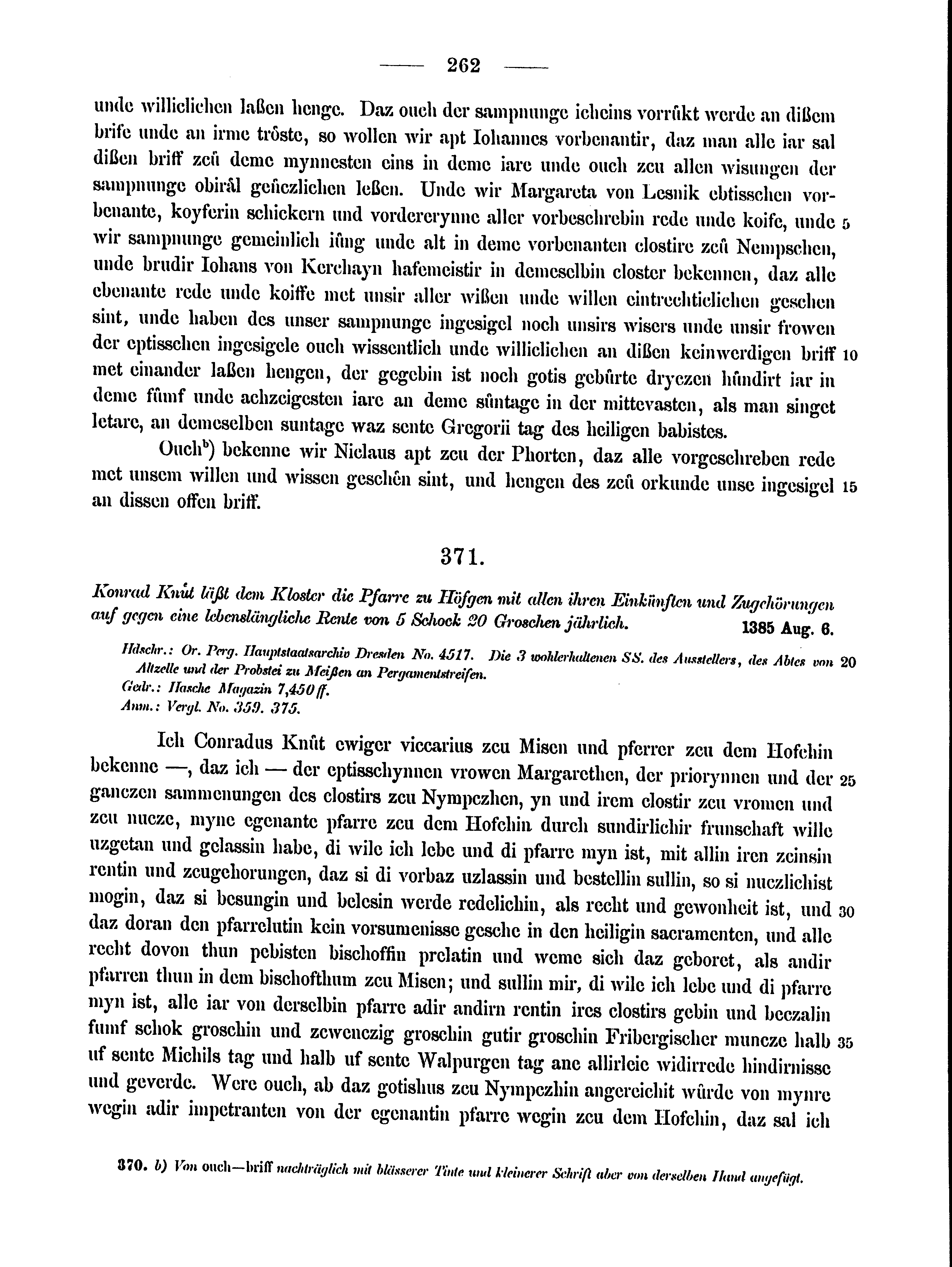 Historische Urkunde Seite 262 aus Band cds2_15