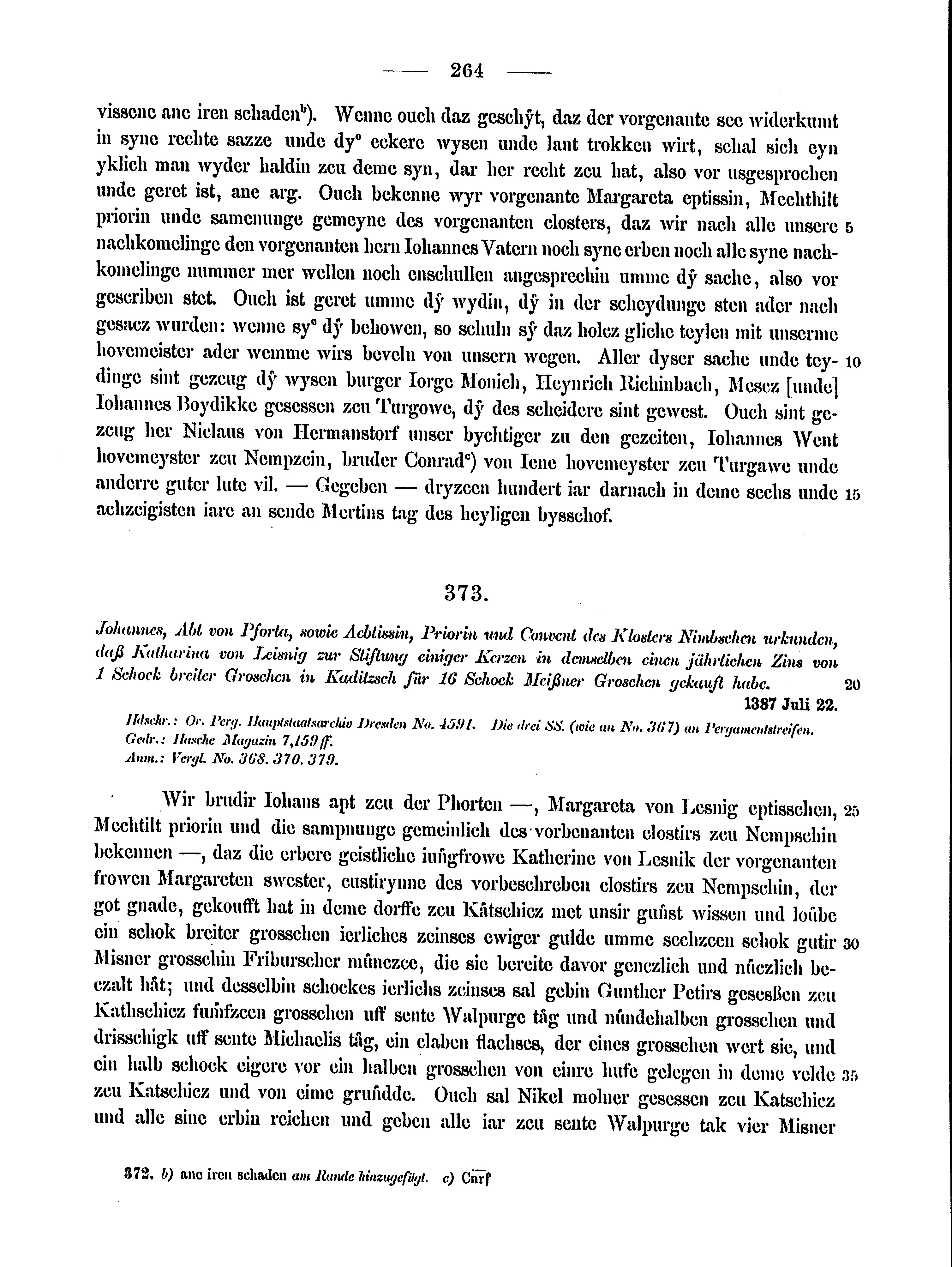 Historische Urkunde Seite 264 aus Band cds2_15