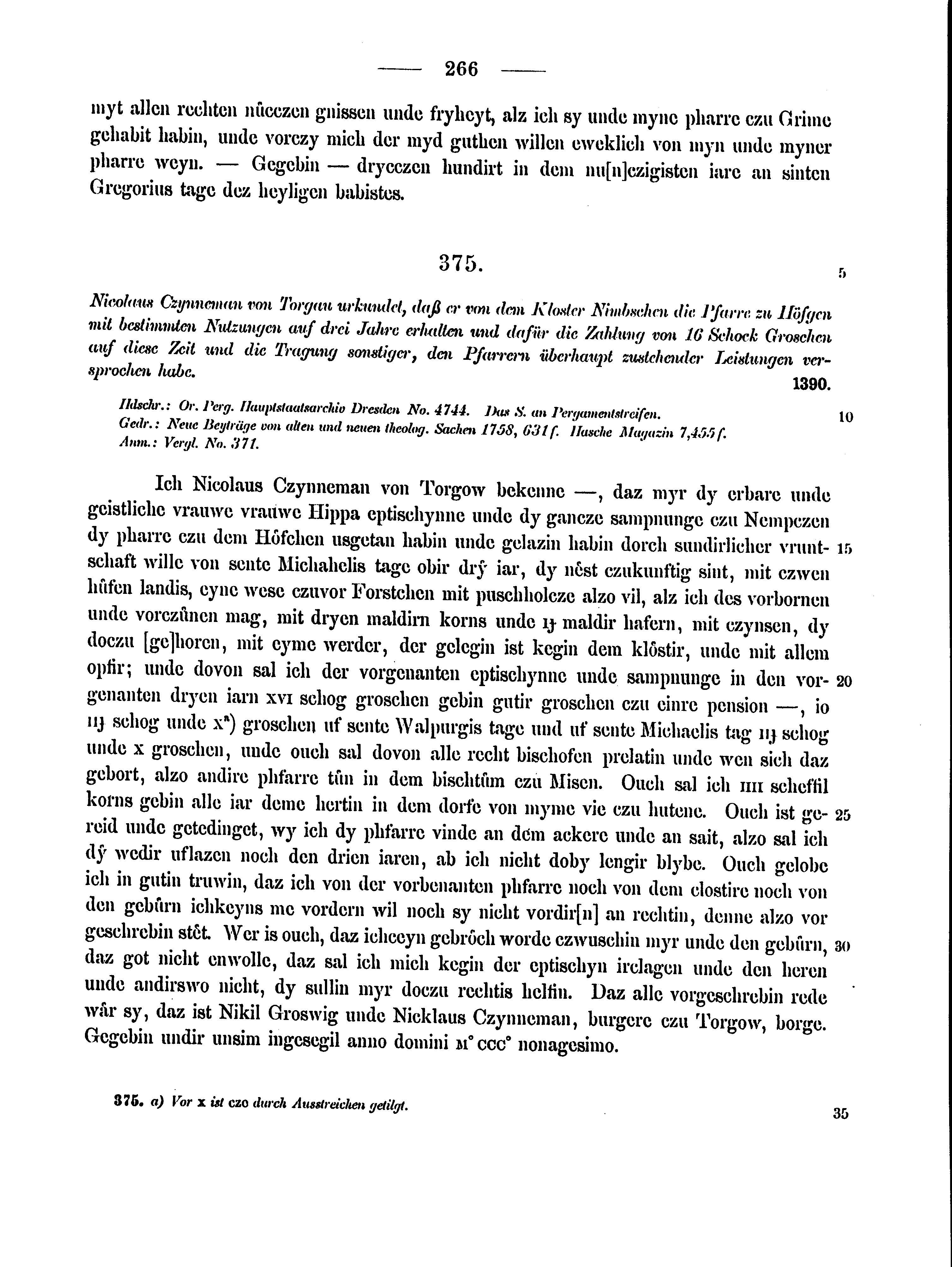 Historische Urkunde Seite 266 aus Band cds2_15