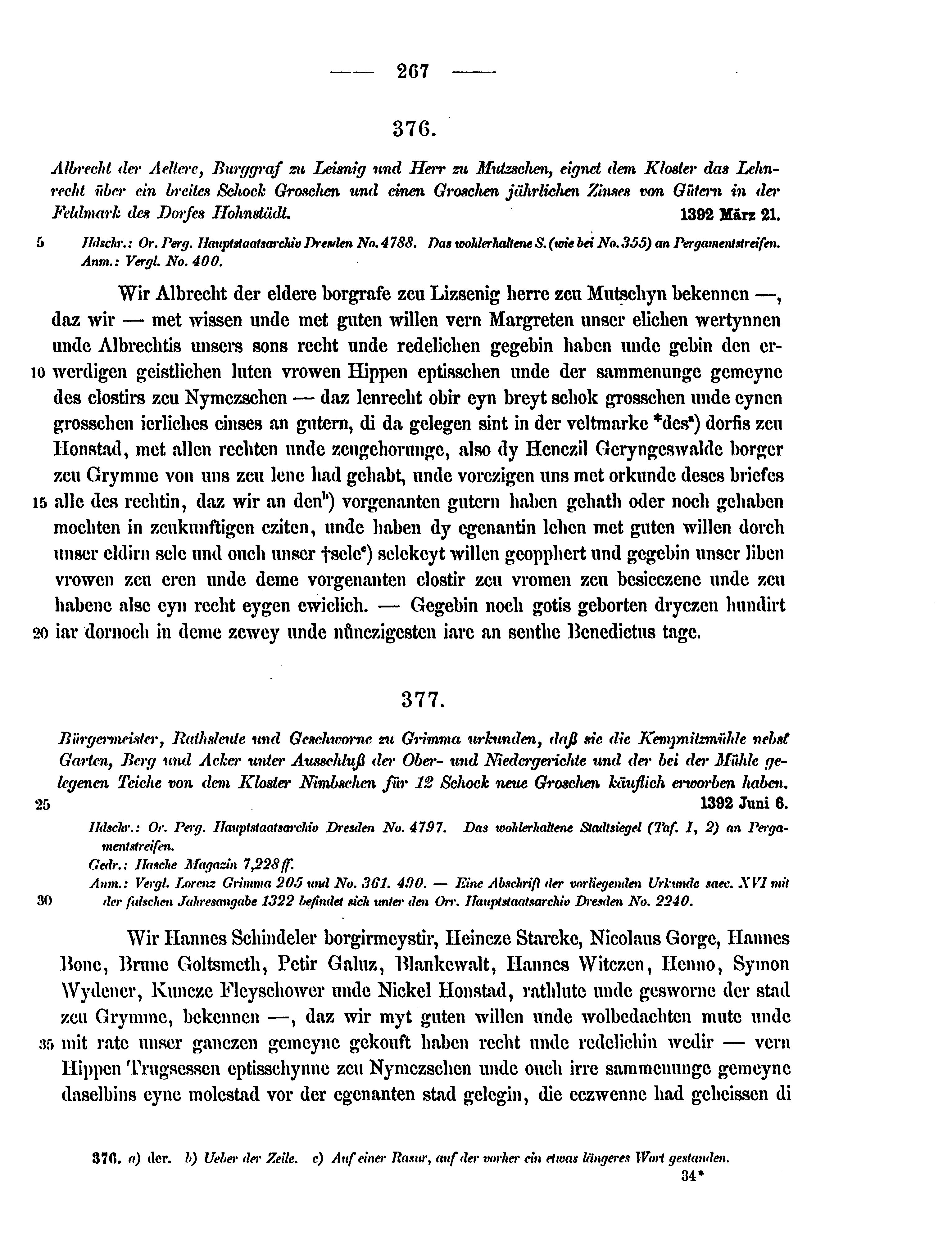 Historische Urkunde Seite 267 aus Band cds2_15