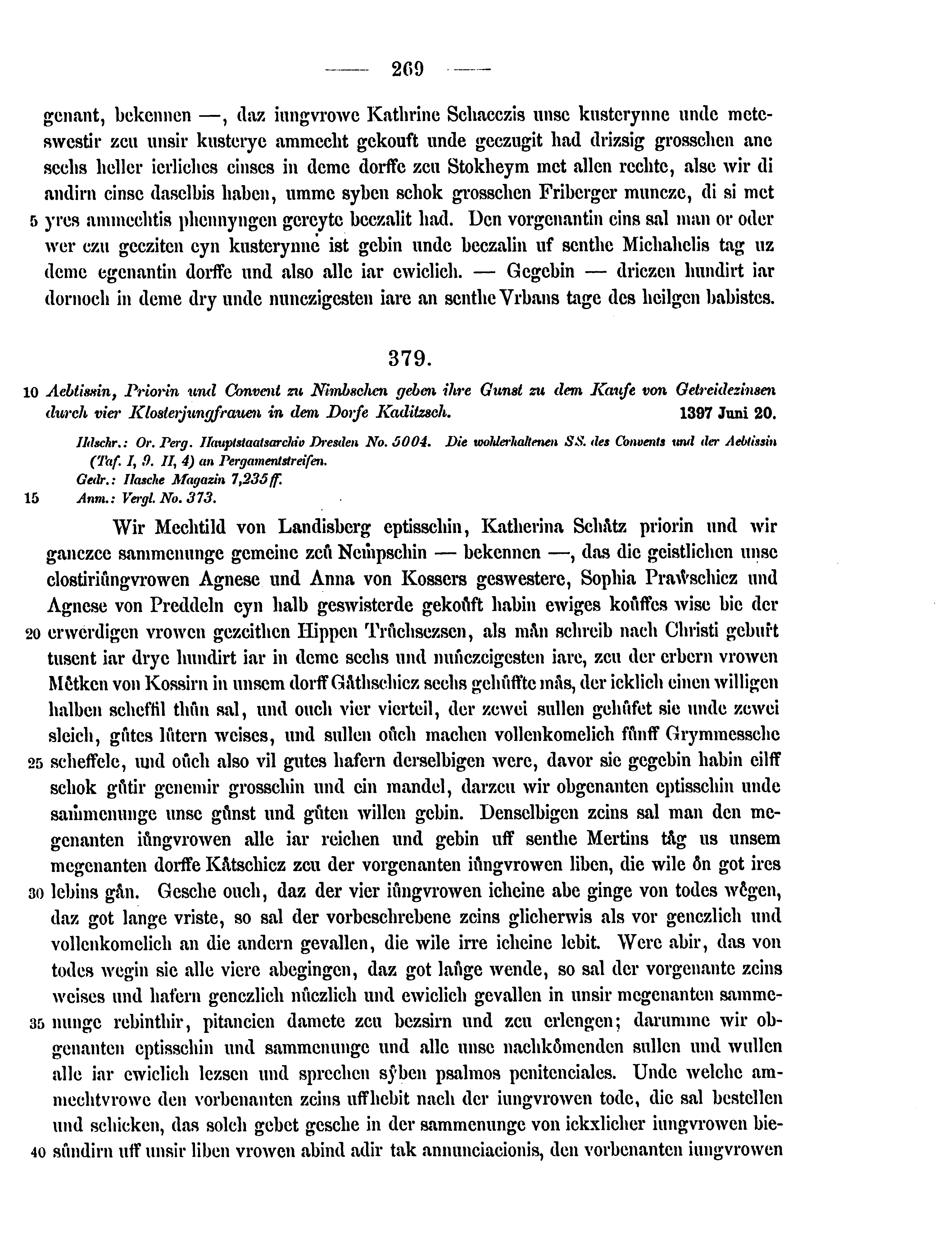 Historische Urkunde Seite 269 aus Band cds2_15