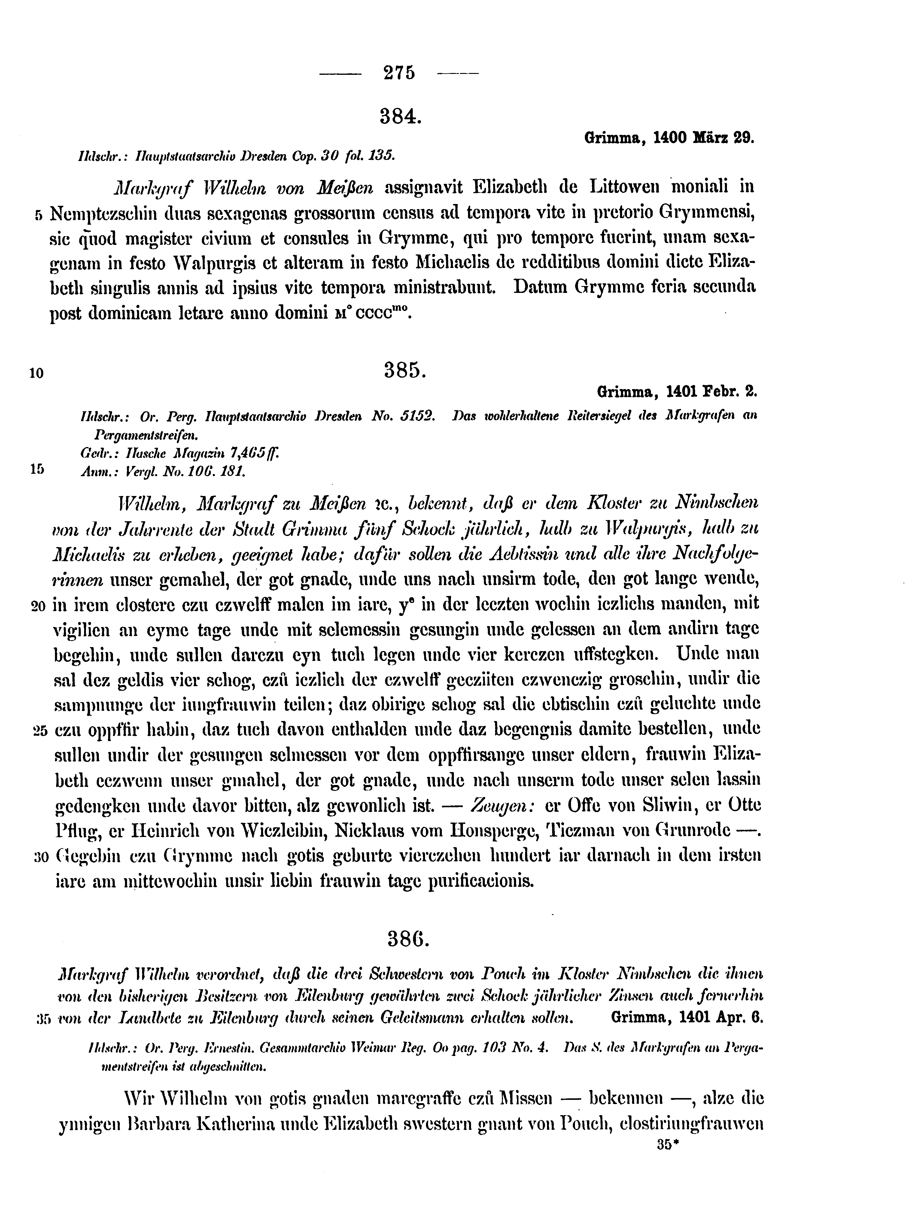 Historische Urkunde Seite 275 aus Band cds2_15