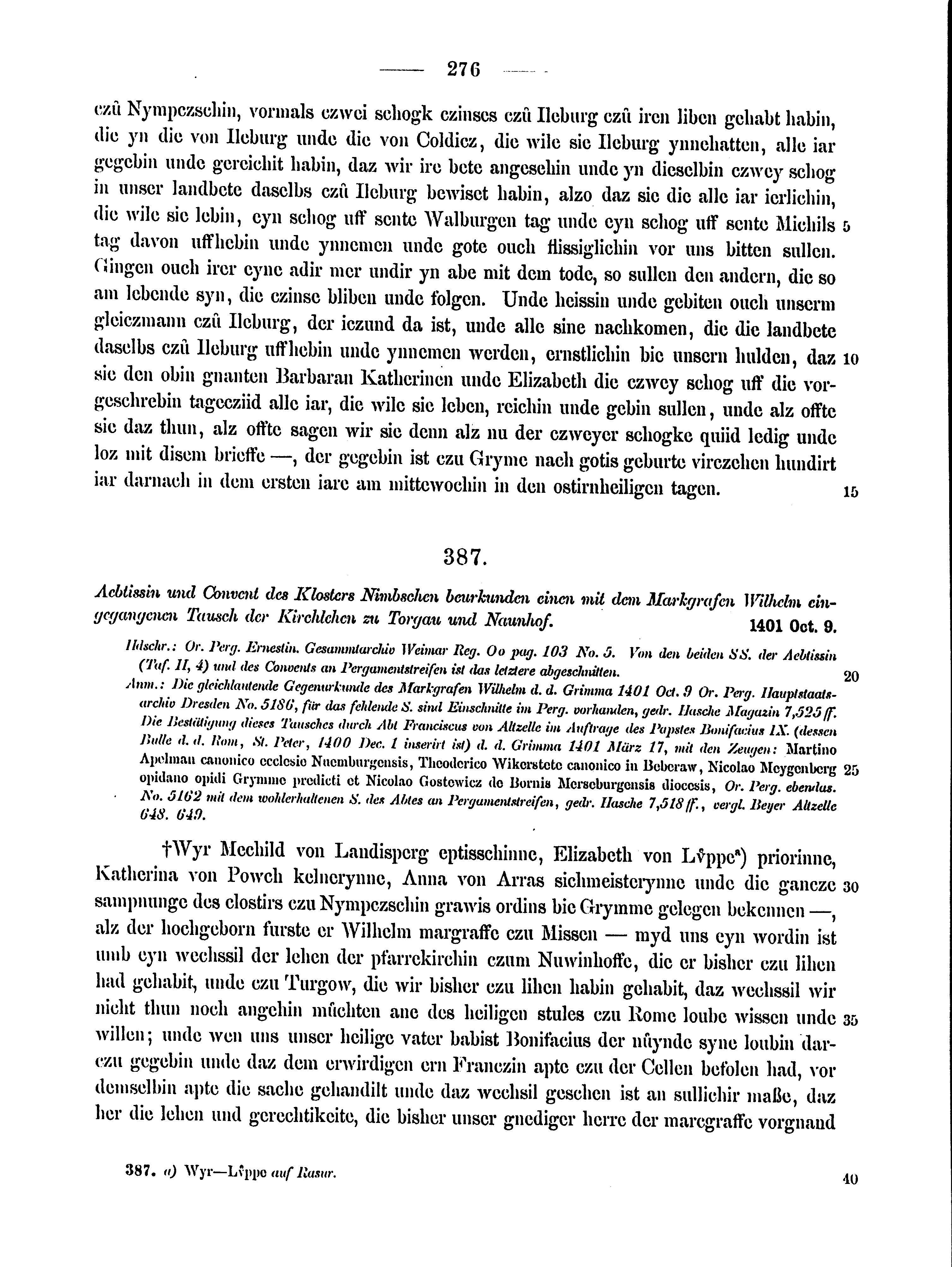 Historische Urkunde Seite 276 aus Band cds2_15