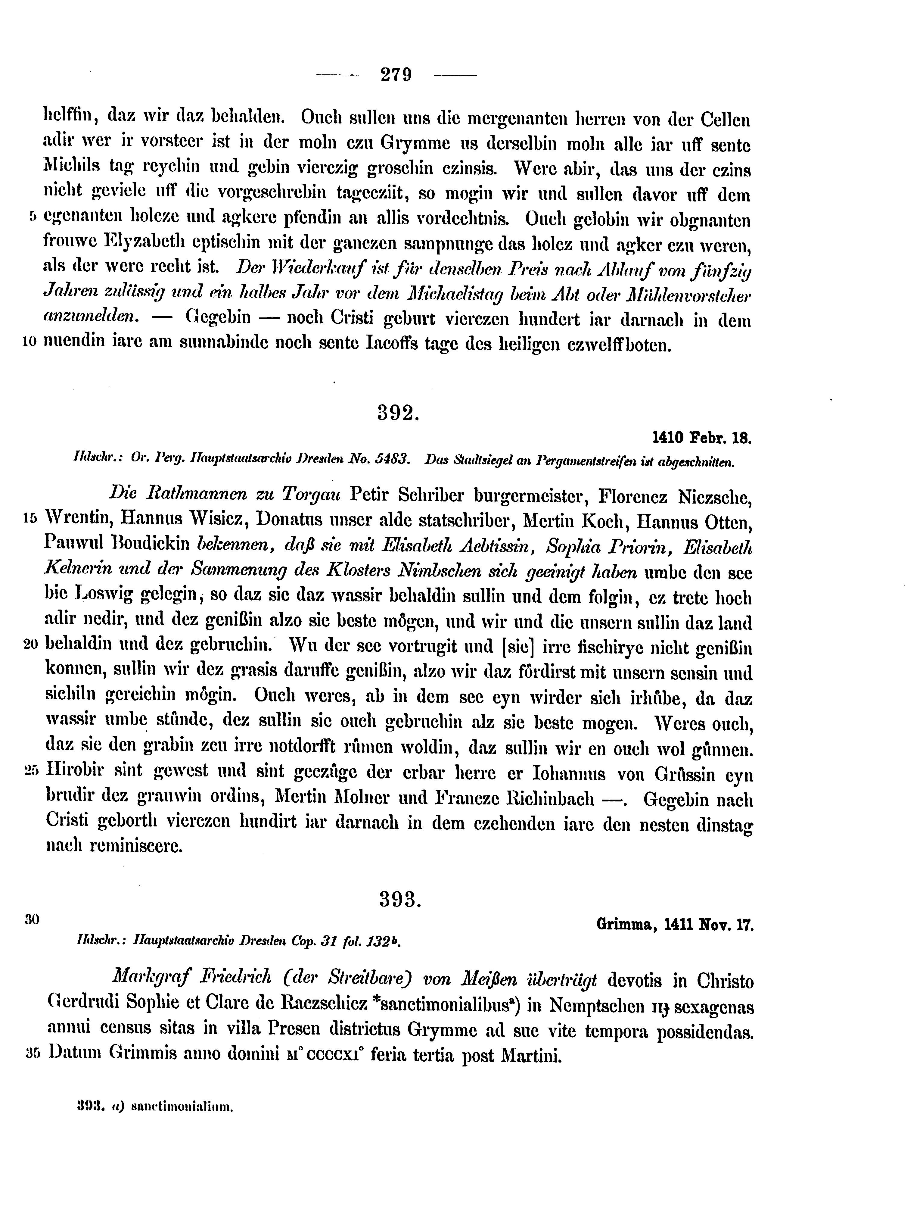 Historische Urkunde Seite 279 aus Band cds2_15