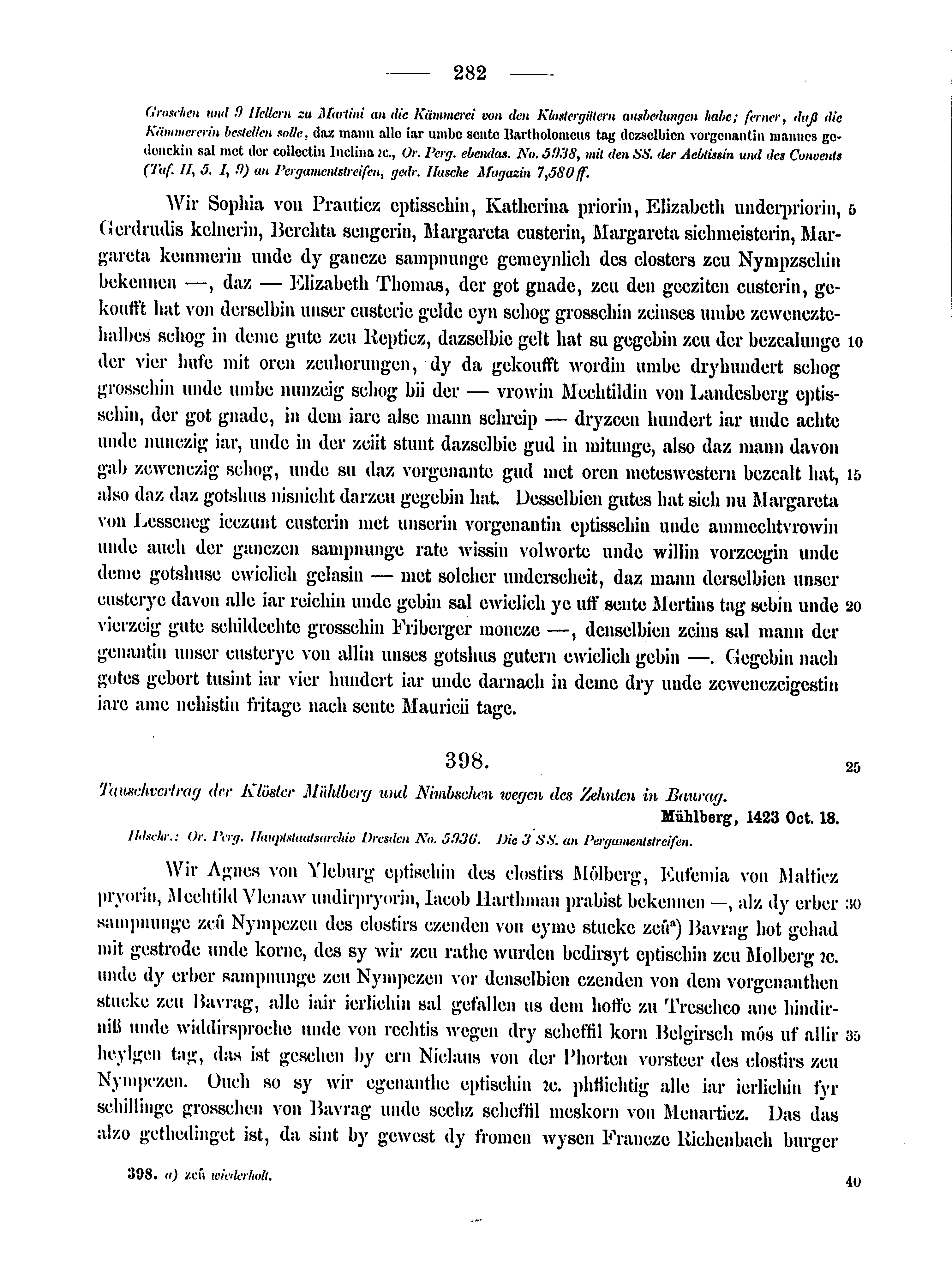 Historische Urkunde Seite 282 aus Band cds2_15