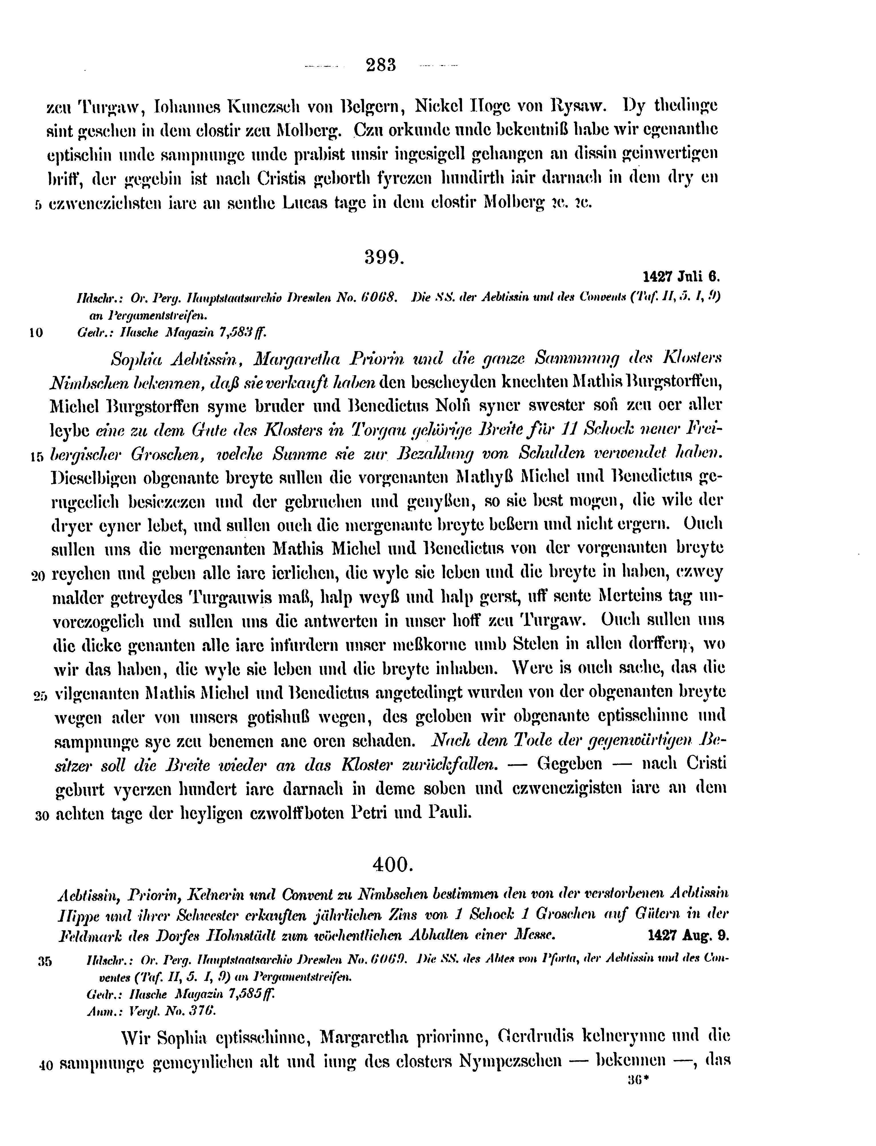 Historische Urkunde Seite 283 aus Band cds2_15