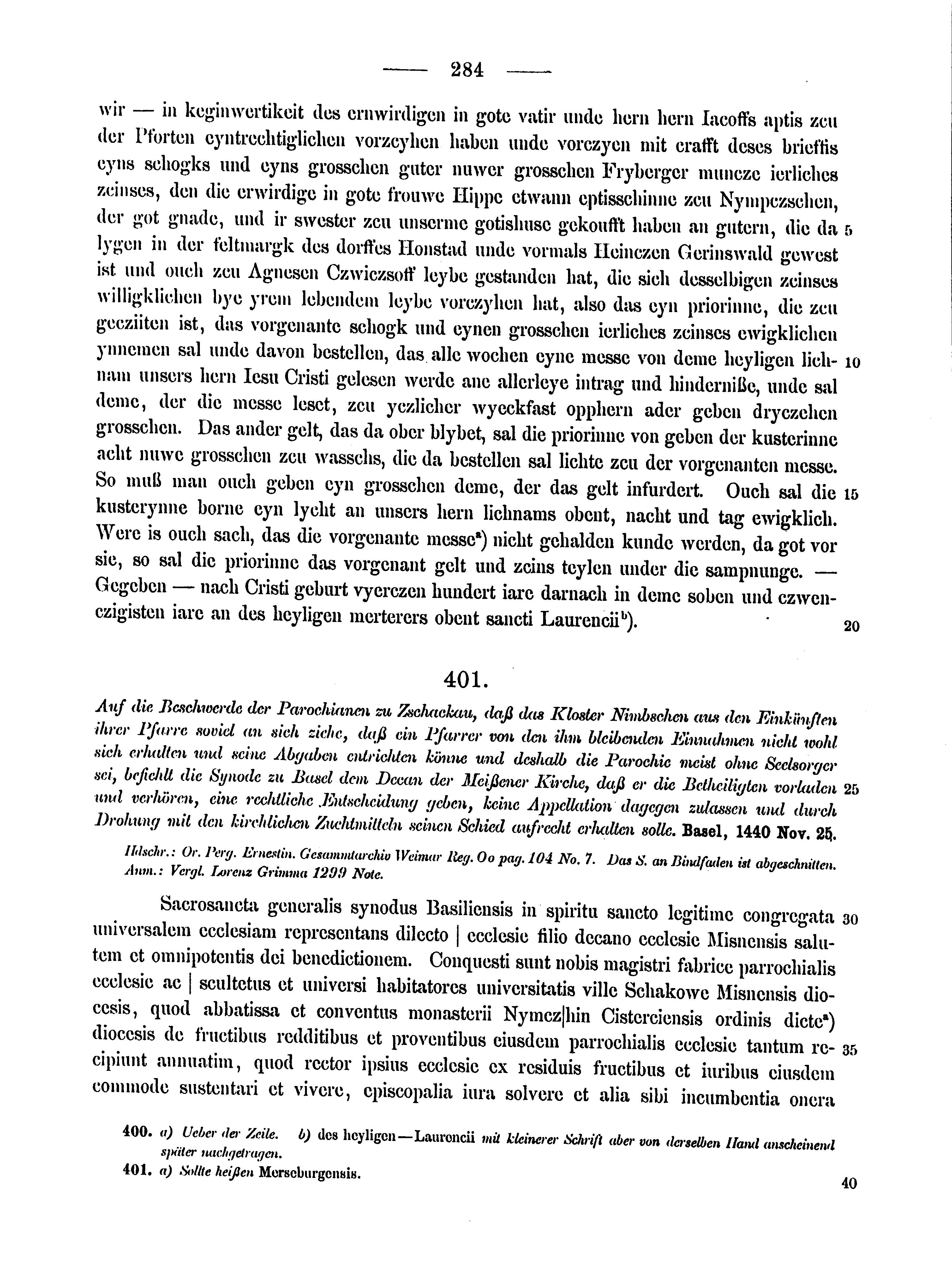 Historische Urkunde Seite 284 aus Band cds2_15