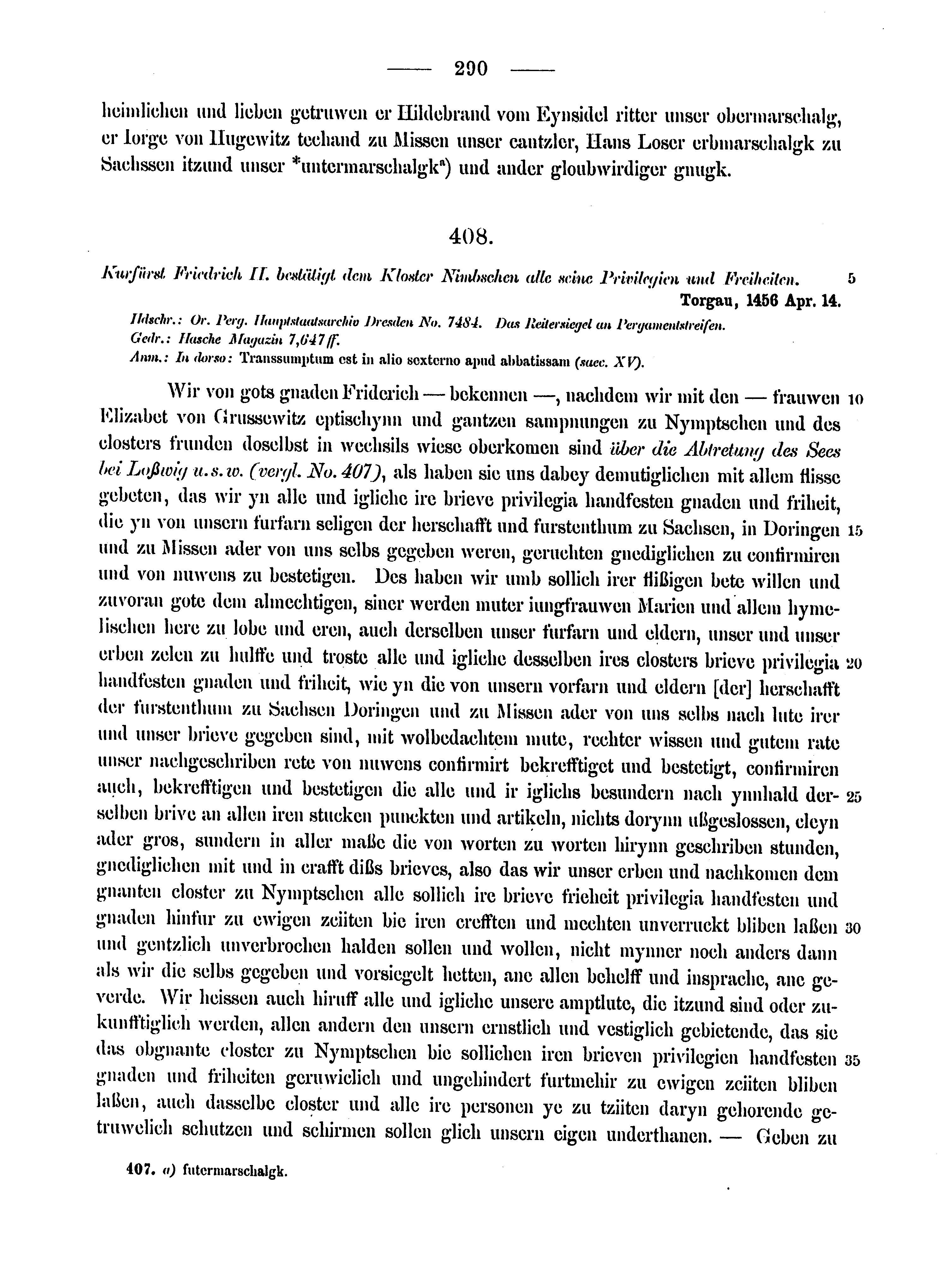 Historische Urkunde Seite 290 aus Band cds2_15