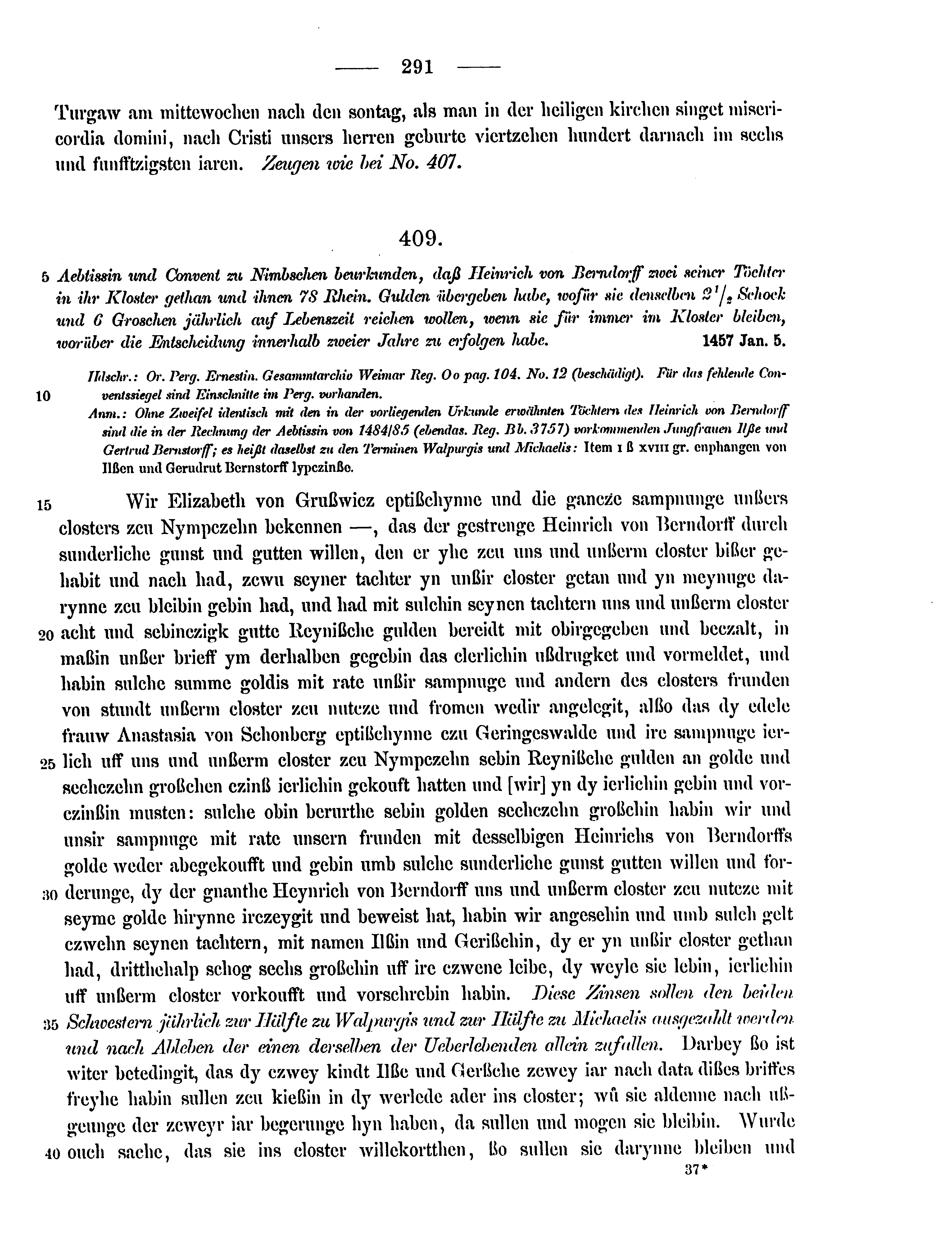 Historische Urkunde Seite 291 aus Band cds2_15