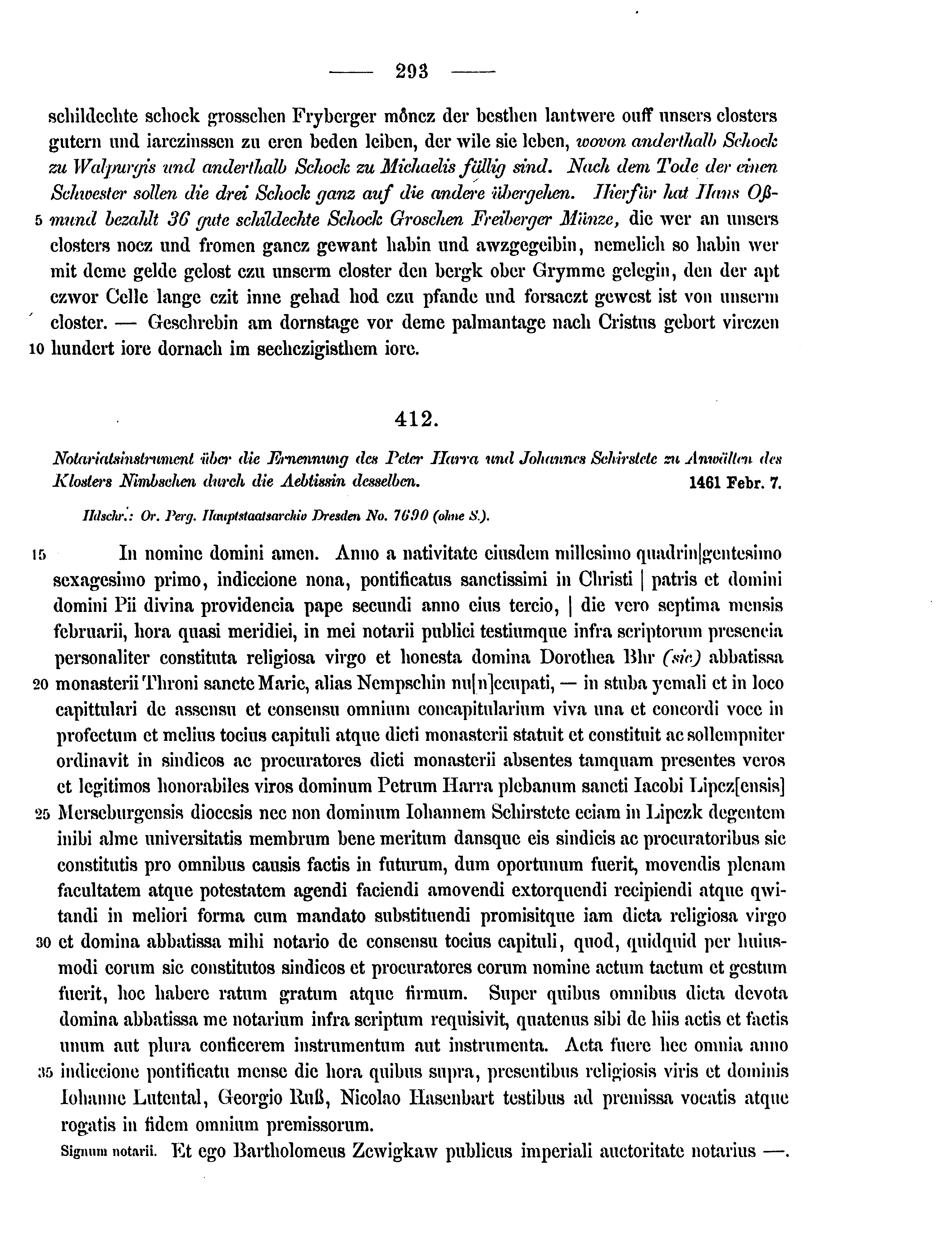 Historische Urkunde Seite 293 aus Band cds2_15